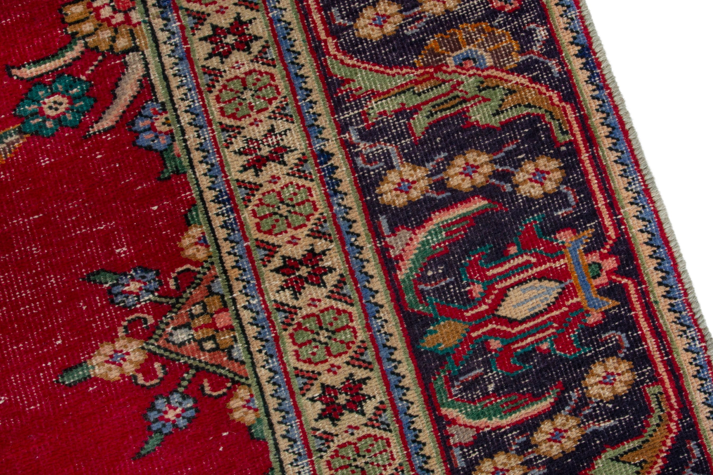Persian Tabriz oversized rug in deep red and navy, view 10 of 20