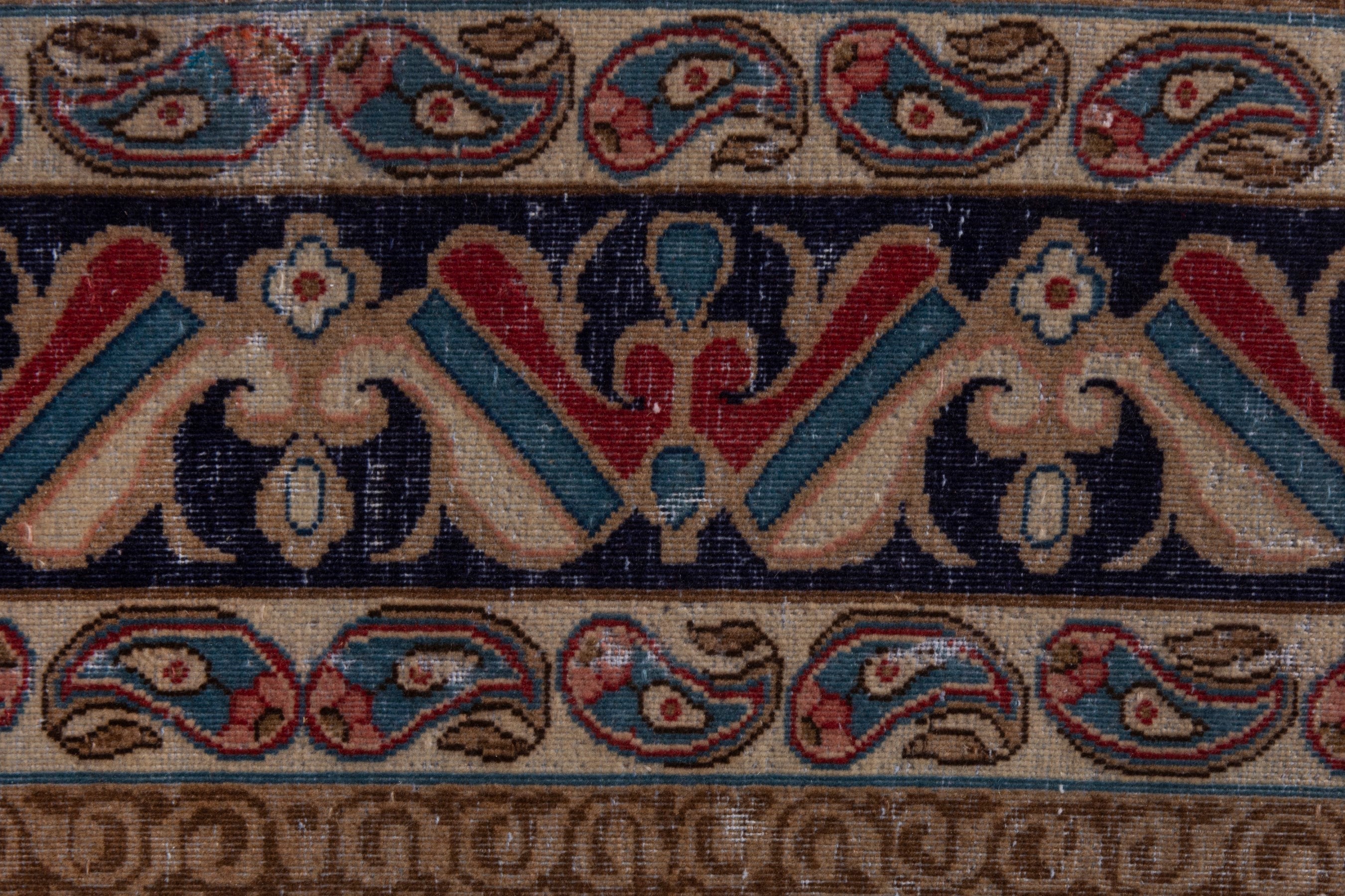 Persian Kerman area rug in navy and cream, view 15 of 23