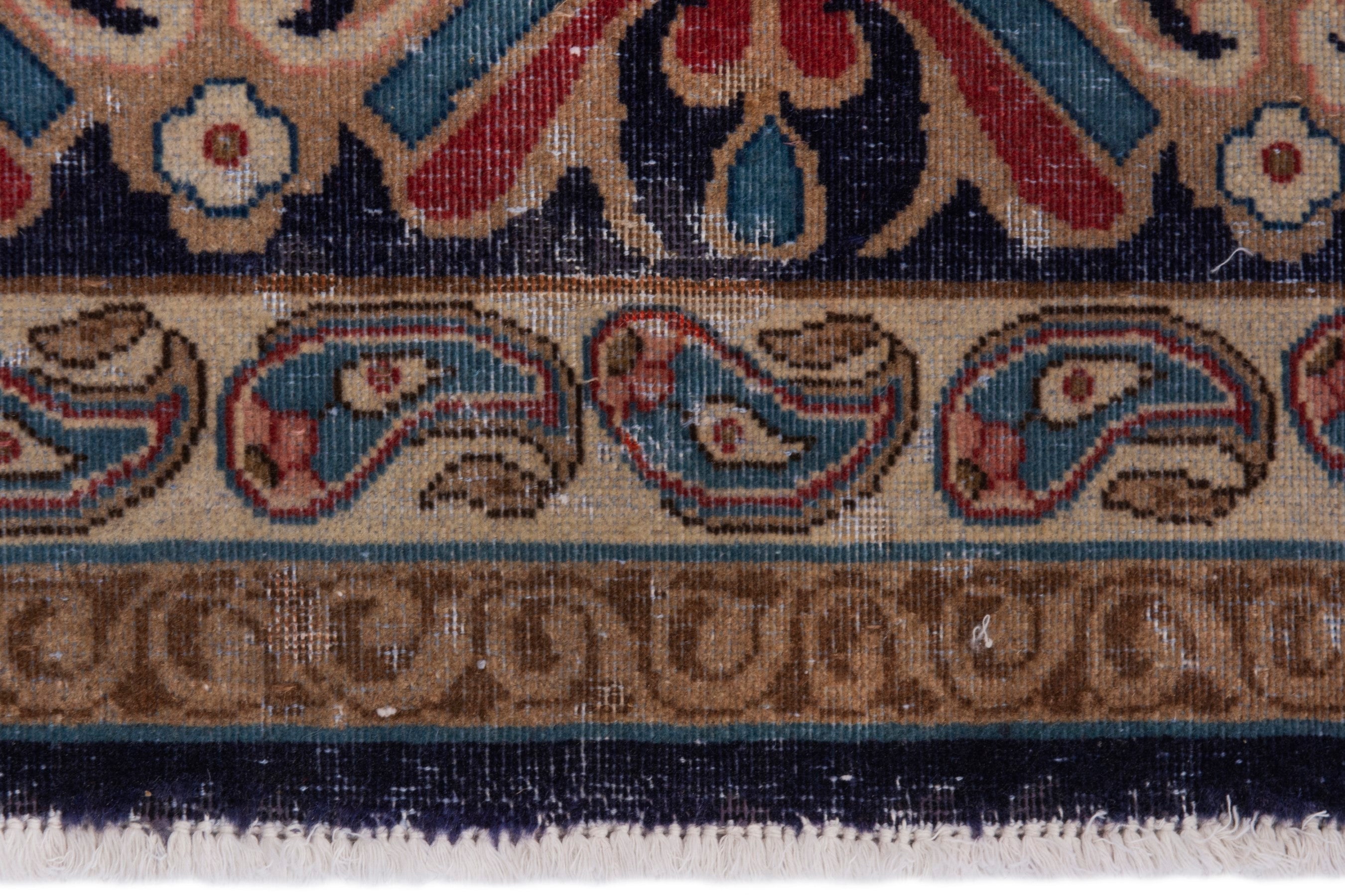 Persian Kerman area rug in navy and cream, view 16 of 23