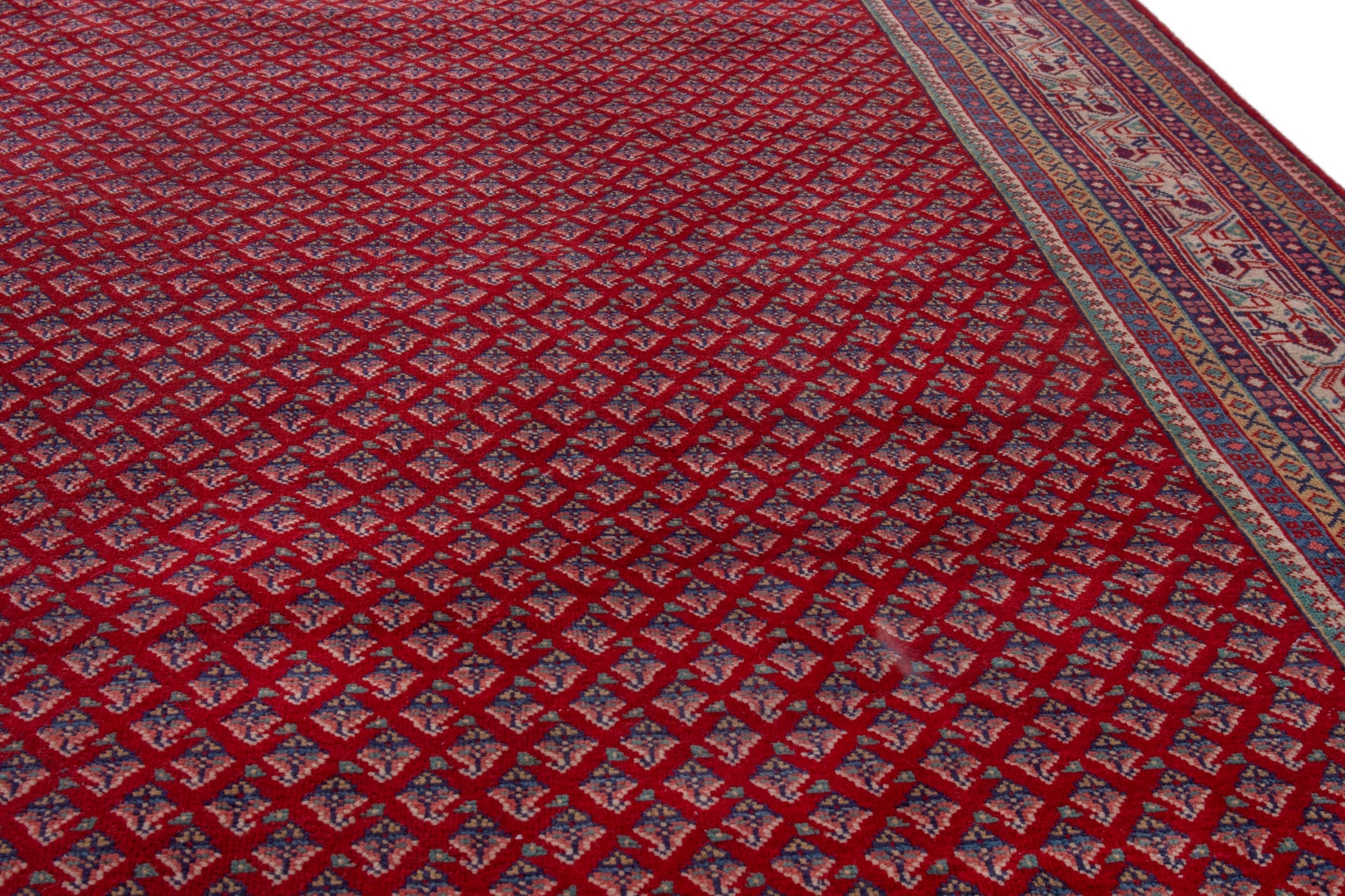 Persian Arak oversized rug in deep red and cream, view 8 of 21