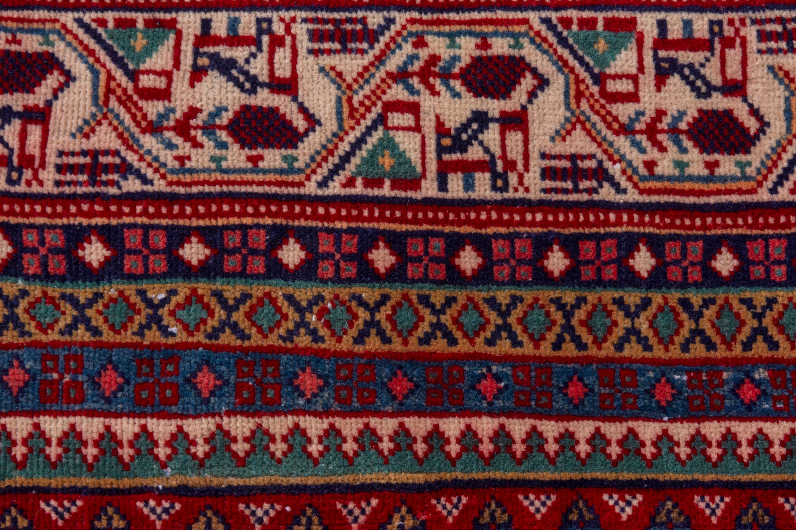 Persian Arak oversized rug in deep red and cream, view 13 of 21