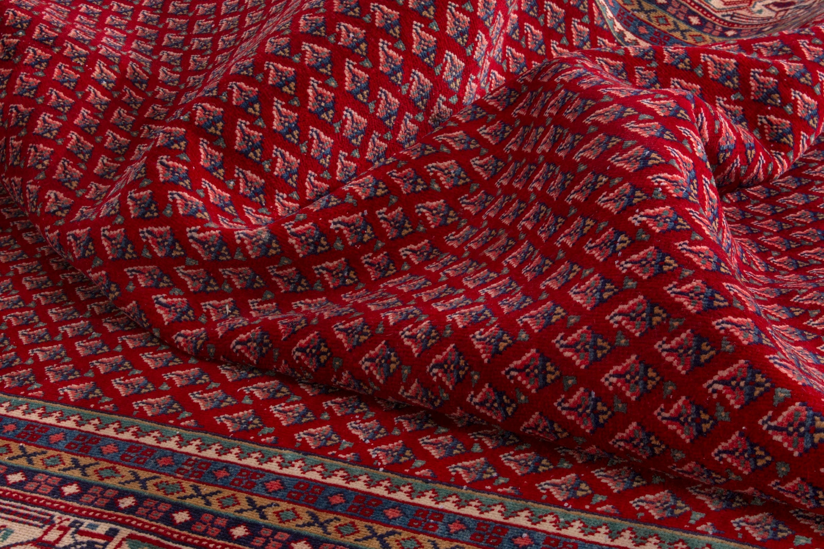 Persian Arak oversized rug in deep red and cream, view 19 of 21