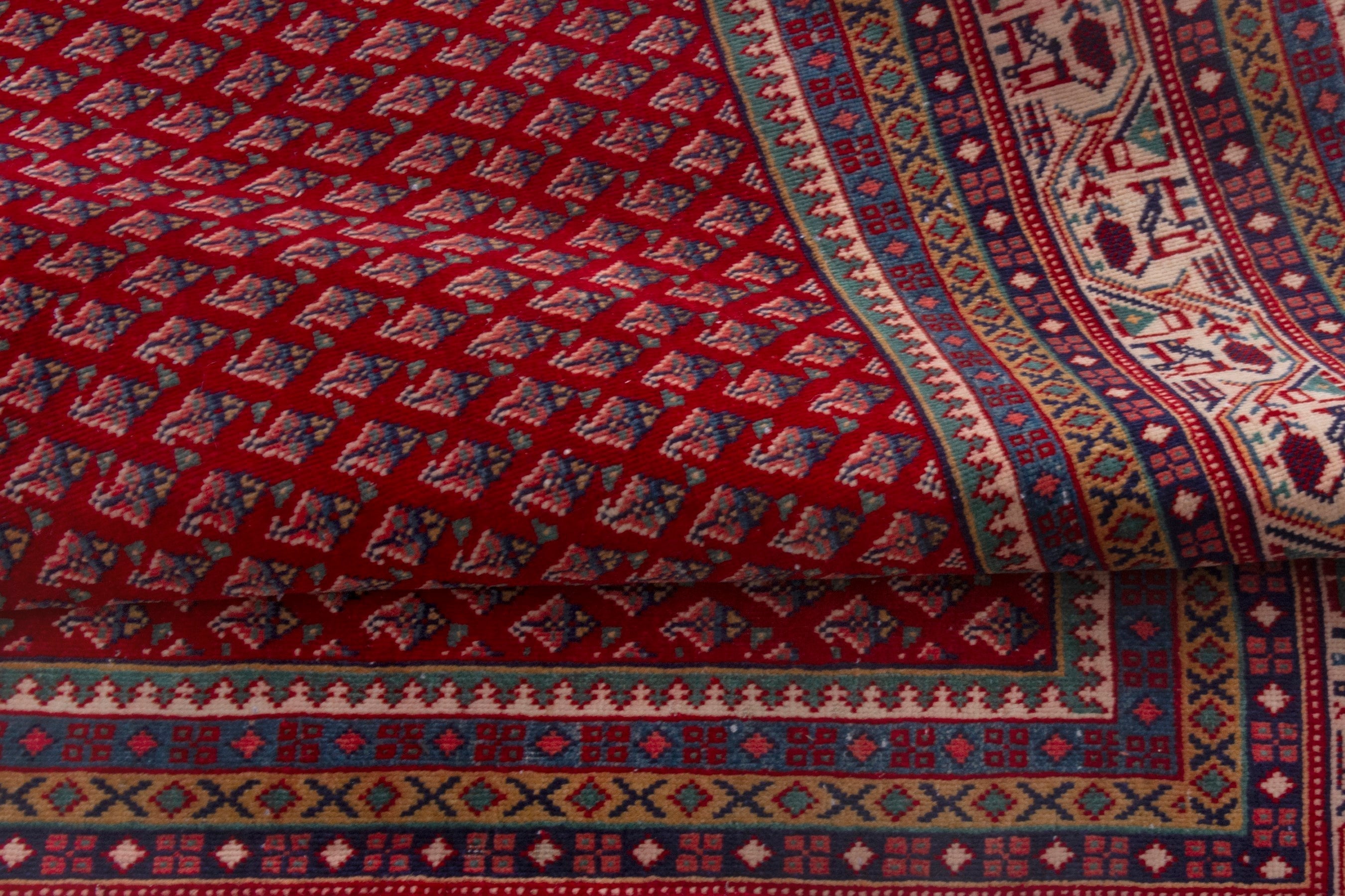 Persian Arak oversized rug in deep red and cream, view 17 of 21