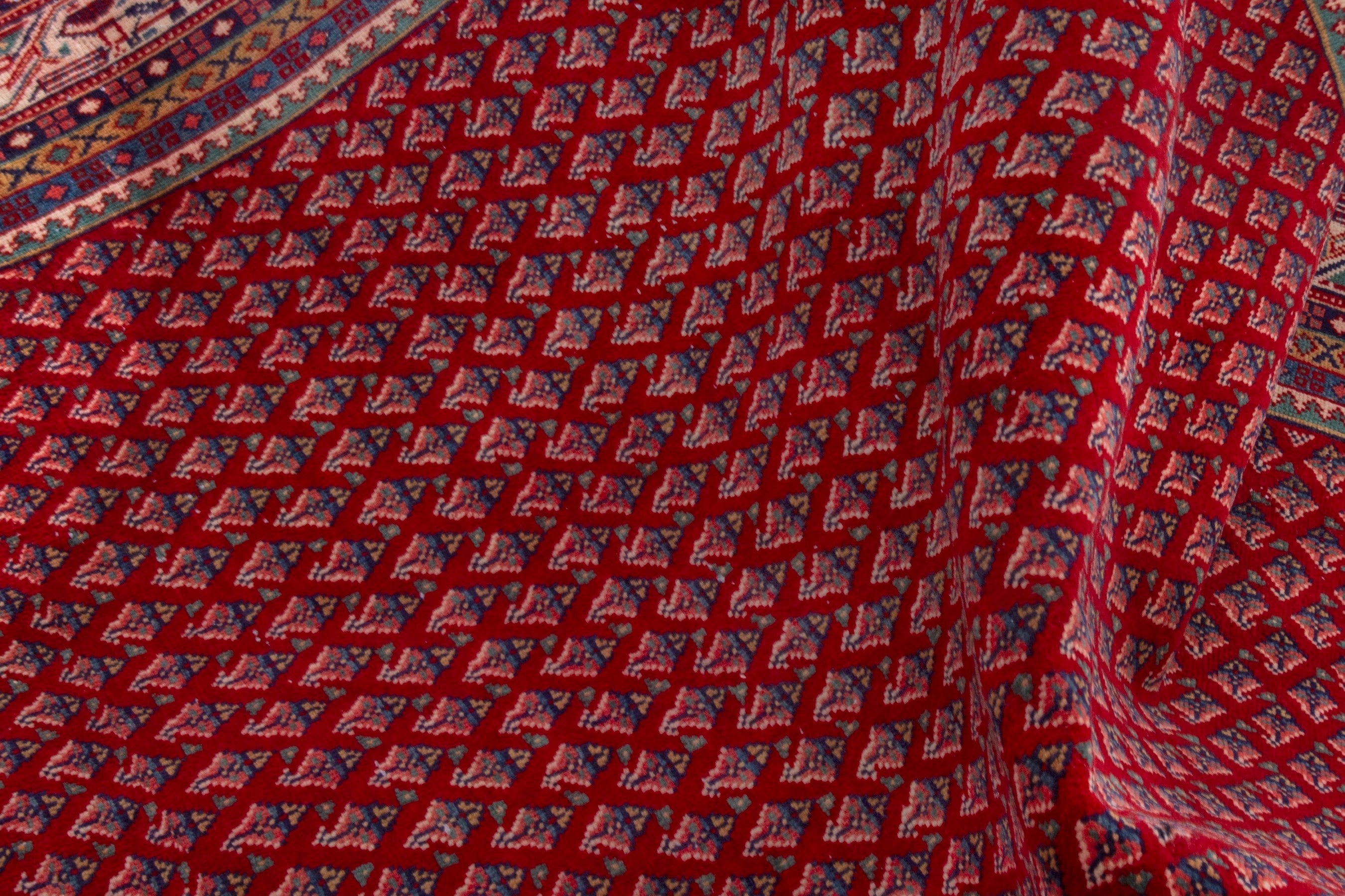 Persian Arak oversized rug in deep red and cream, view 18 of 21