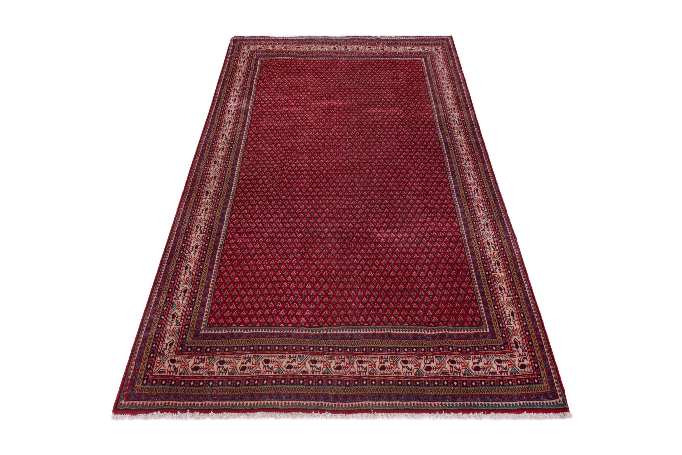 Persian Arak oversized rug in deep red and cream, view 2 of 21