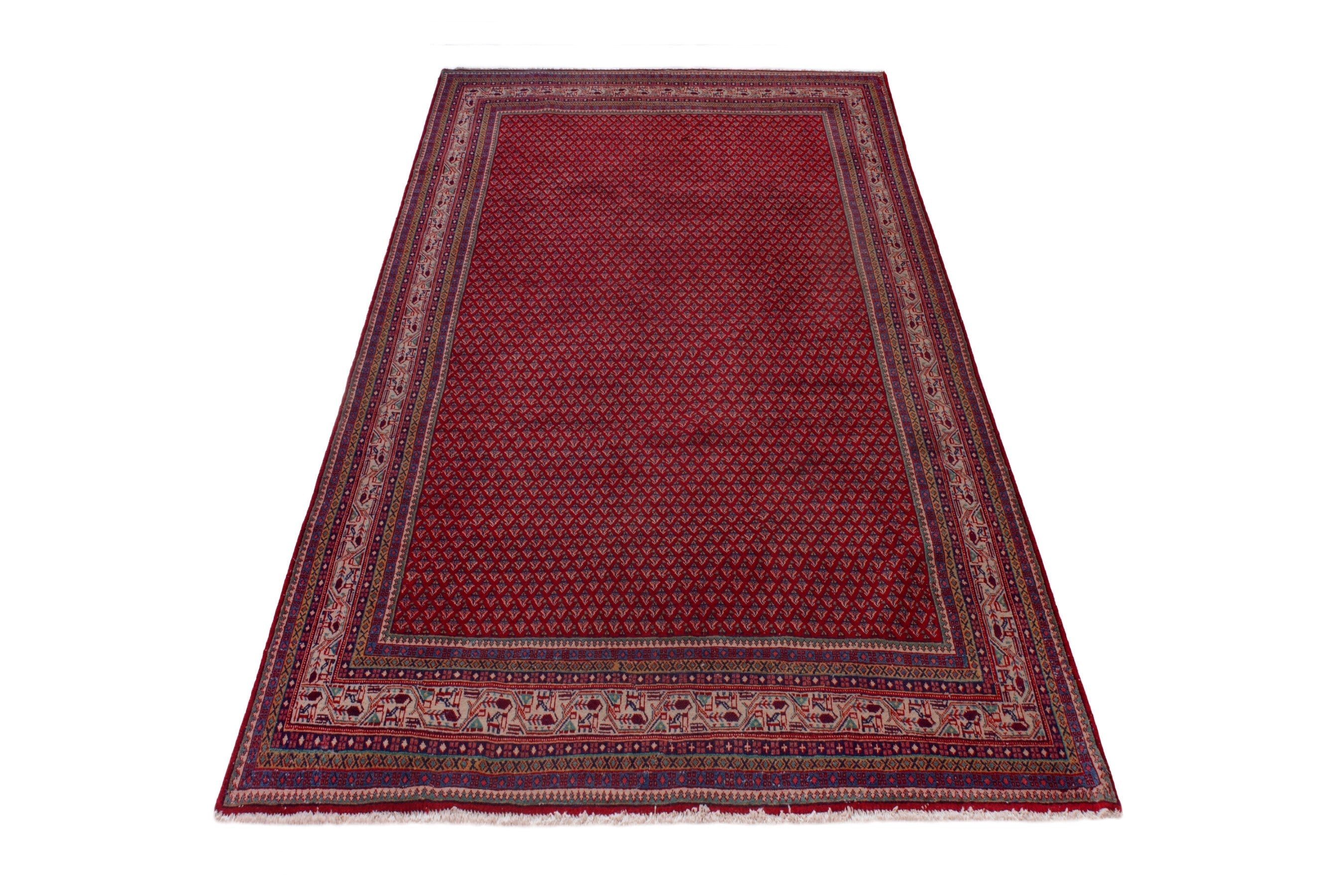Persian Arak oversized rug in deep red and cream, view 3 of 21