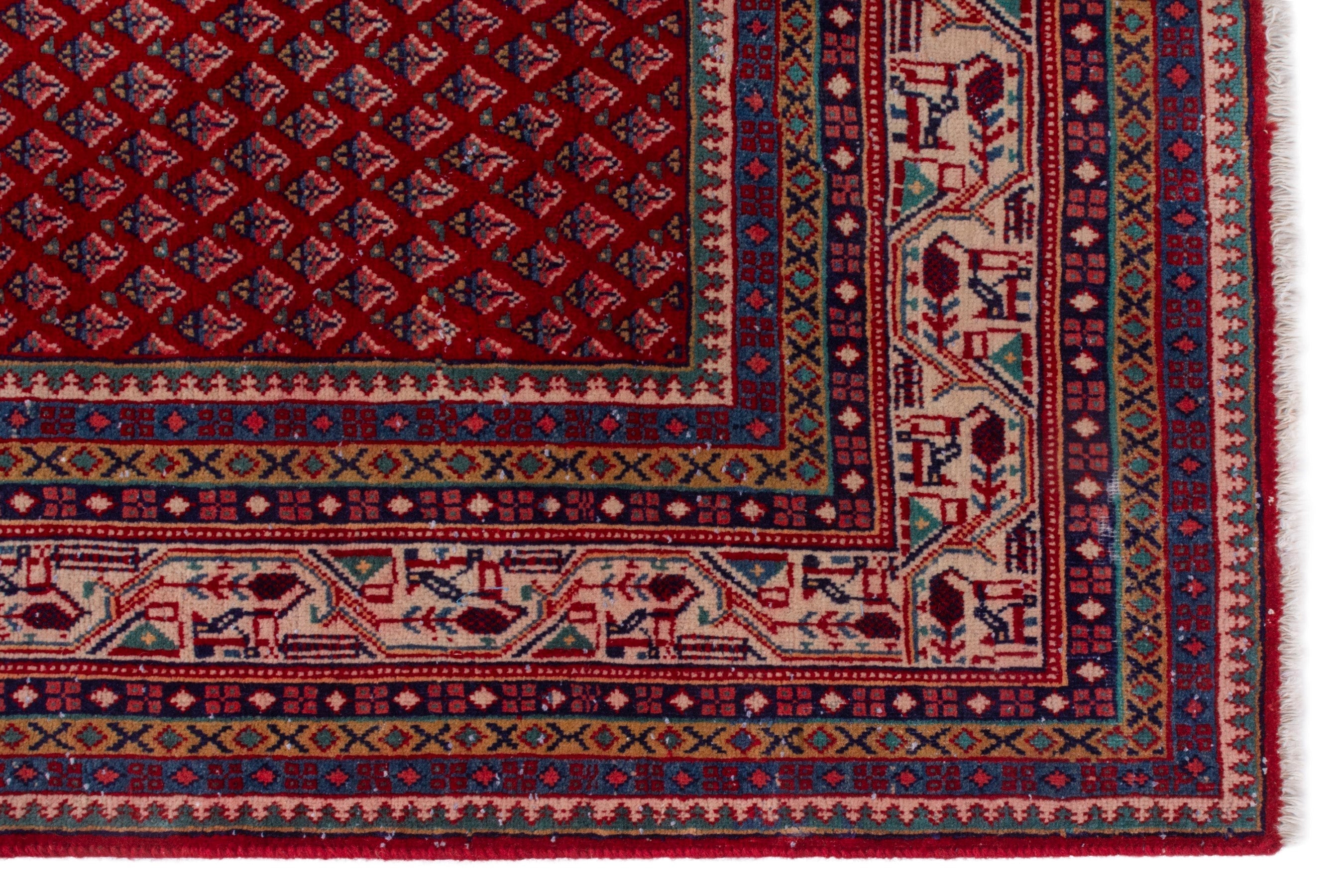 Persian Arak oversized rug in deep red and cream, view 9 of 21