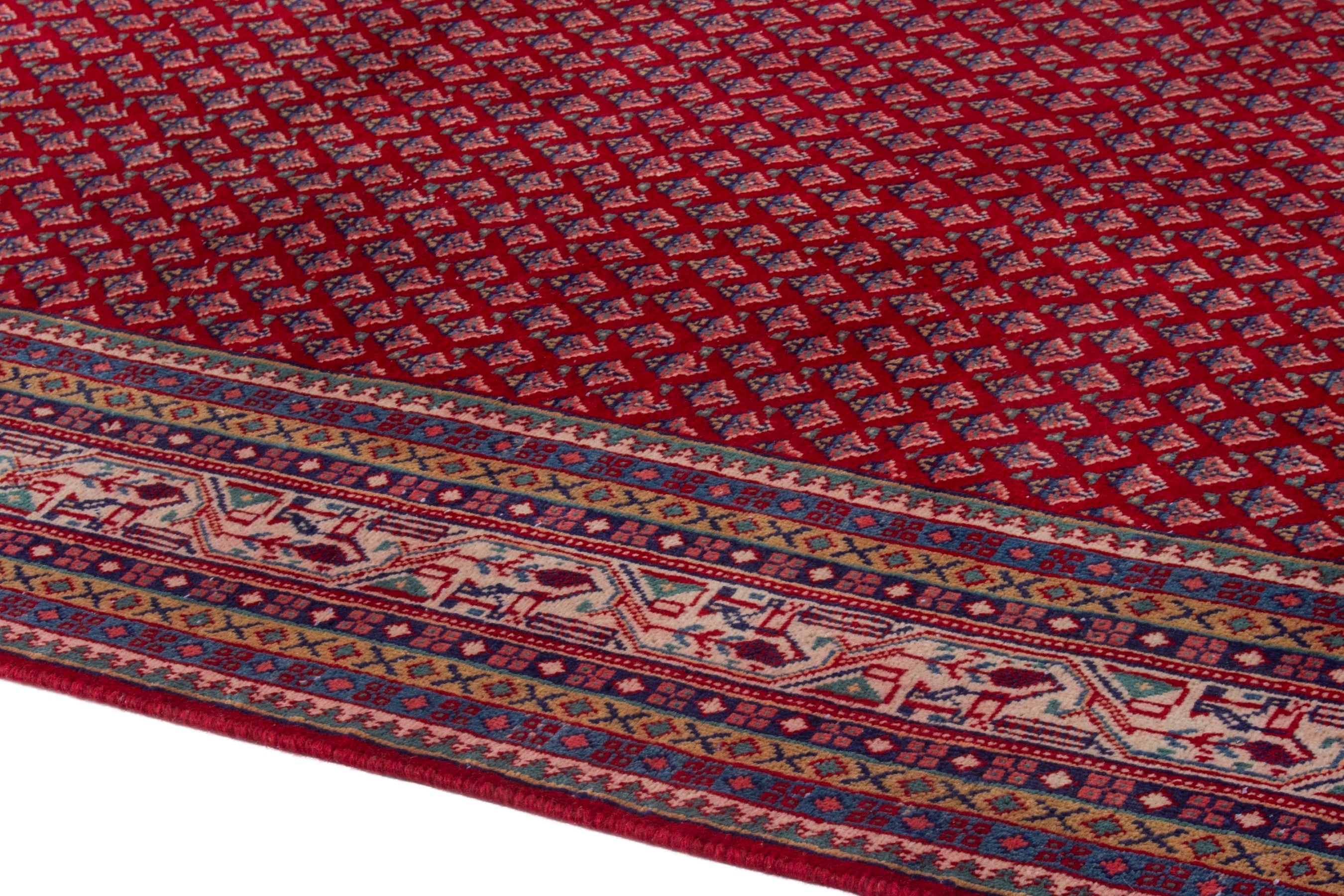 Persian Arak oversized rug in deep red and cream, view 5 of 21