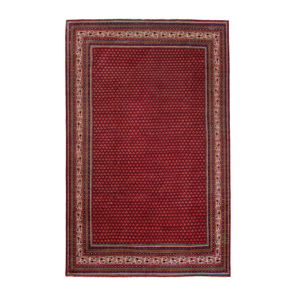 Persian Arak oversized rug in deep red and cream, 7' x 10'10"