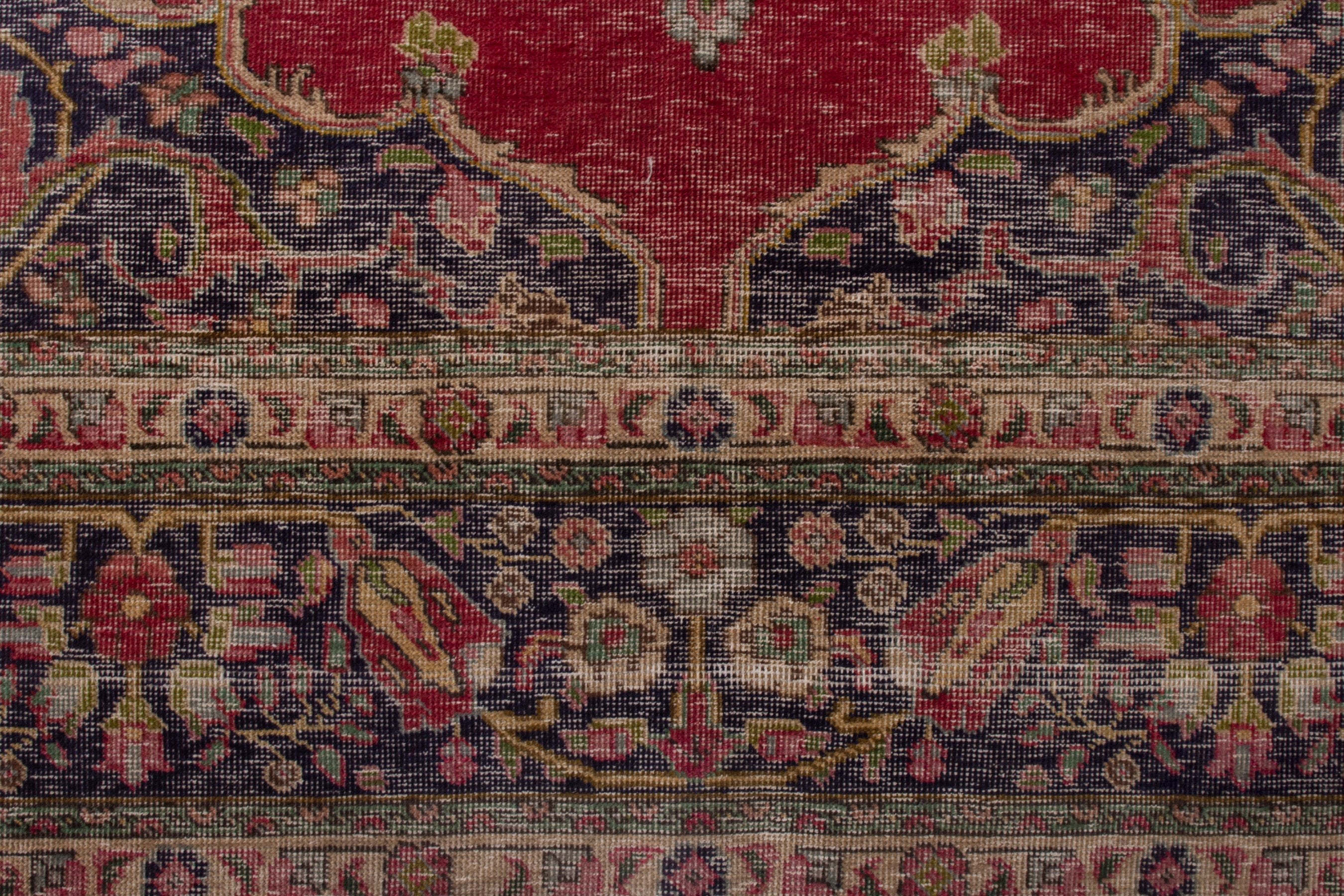 Persian Tabriz oversized rug in deep red and dark blue, view 11 of 22