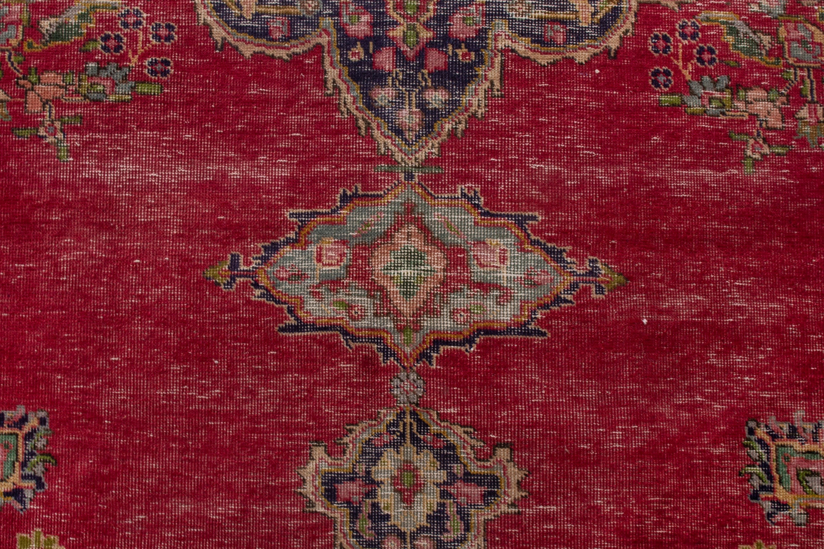 Persian Tabriz oversized rug in deep red and dark blue, view 12 of 22