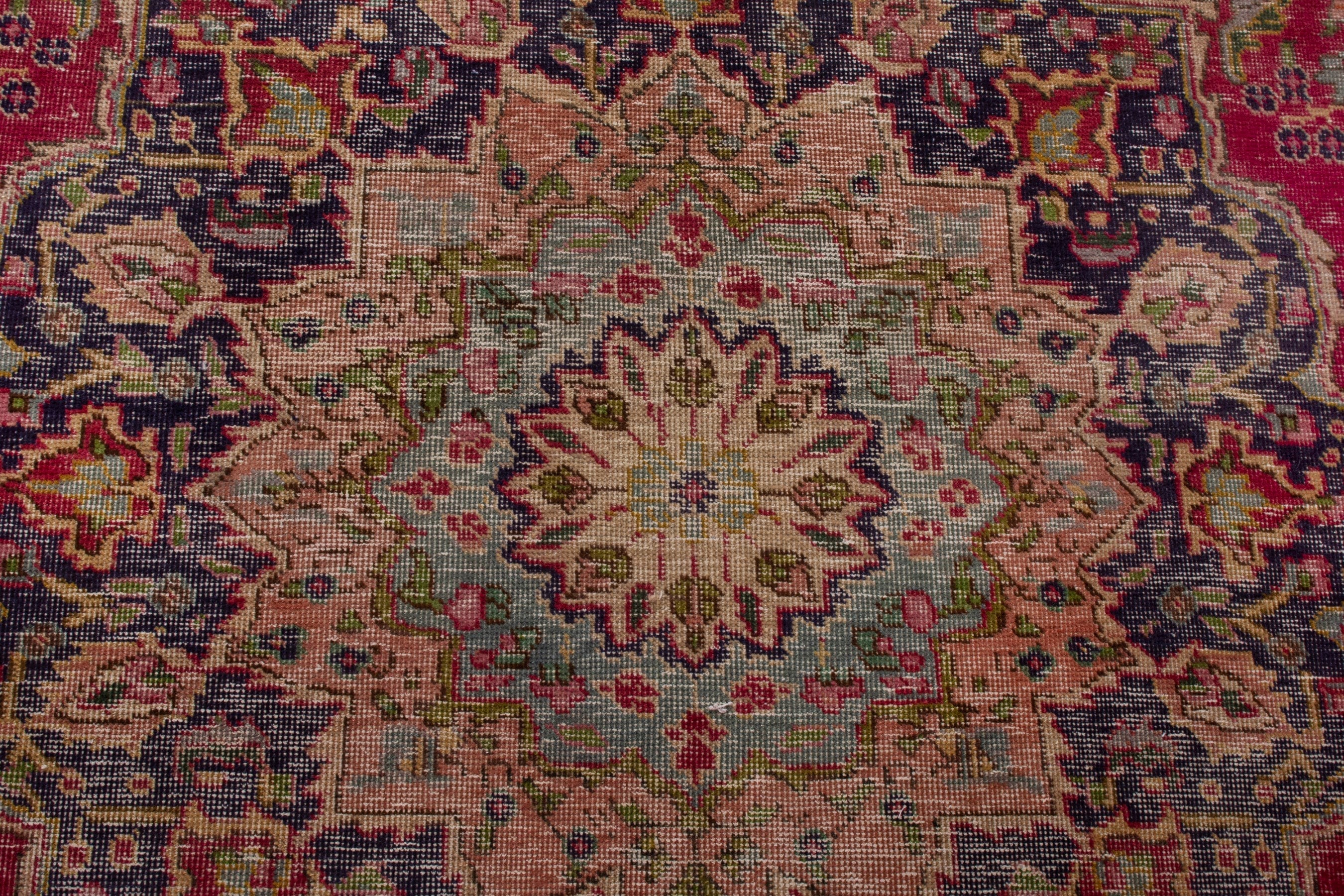 Persian Tabriz oversized rug in deep red and dark blue, view 13 of 22