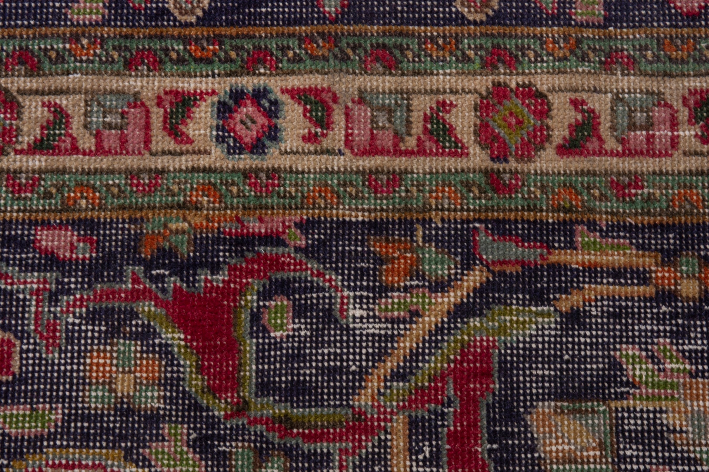 Persian Tabriz oversized rug in deep red and dark blue, view 15 of 22