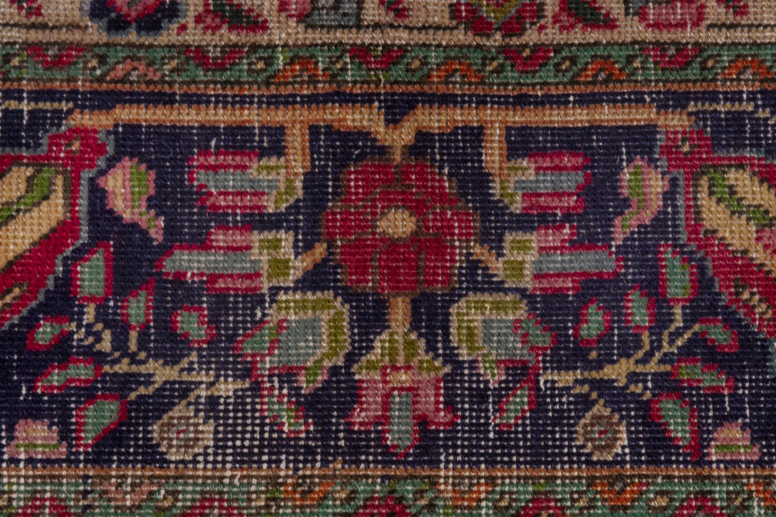 Persian Tabriz oversized rug in deep red and dark blue, view 16 of 22