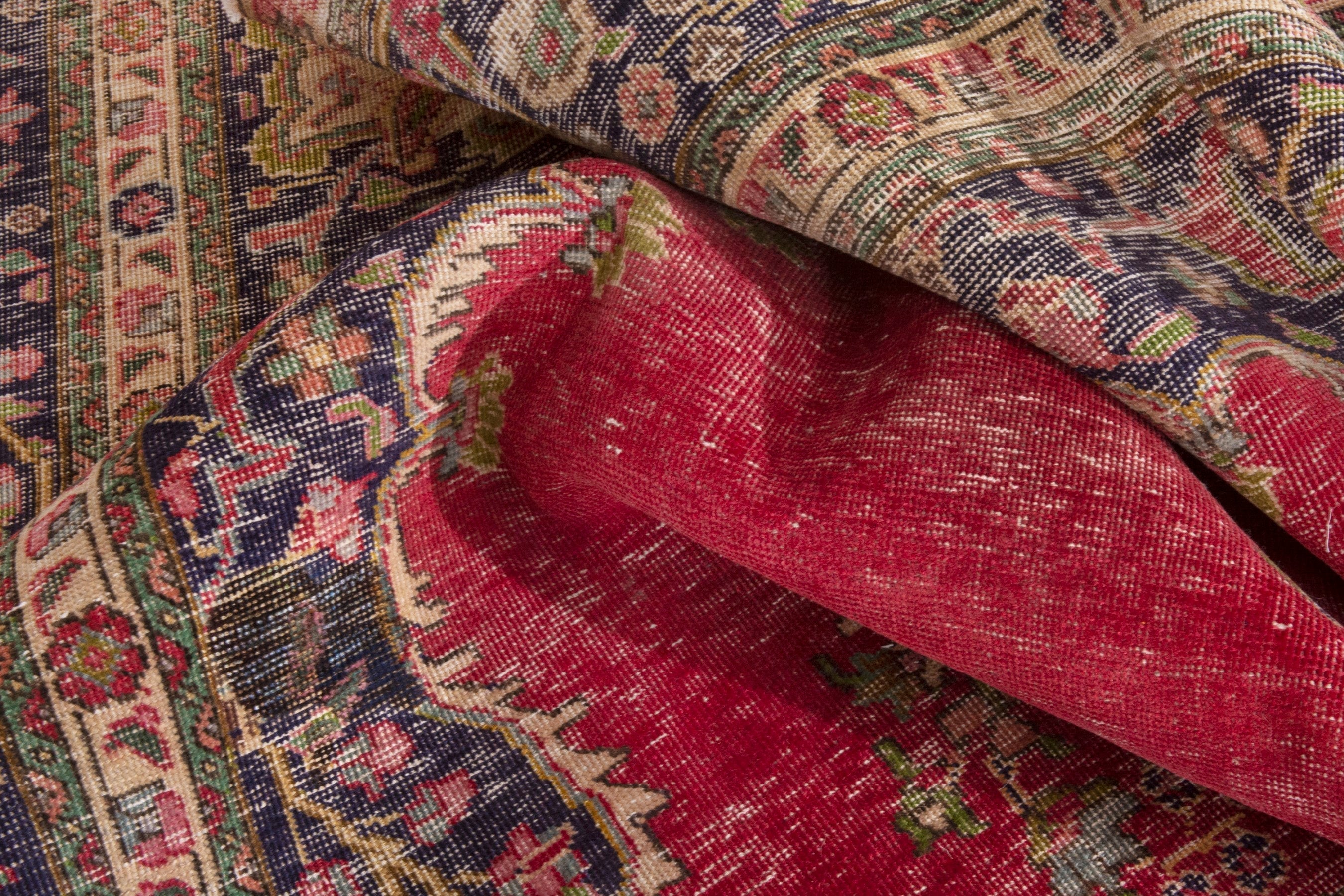 Persian Tabriz oversized rug in deep red and dark blue, view 20 of 22