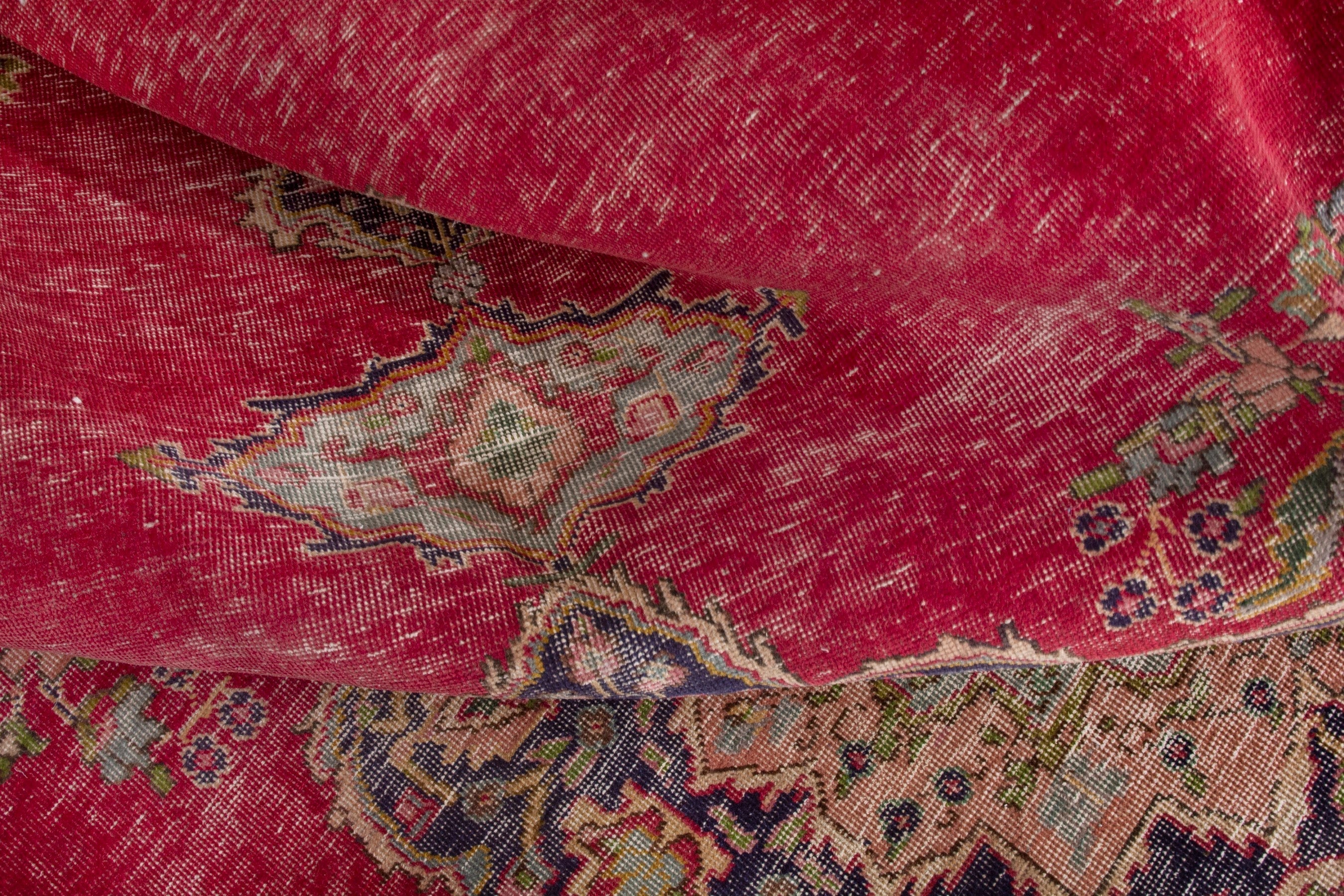 Persian Tabriz oversized rug in deep red and dark blue, view 21 of 22