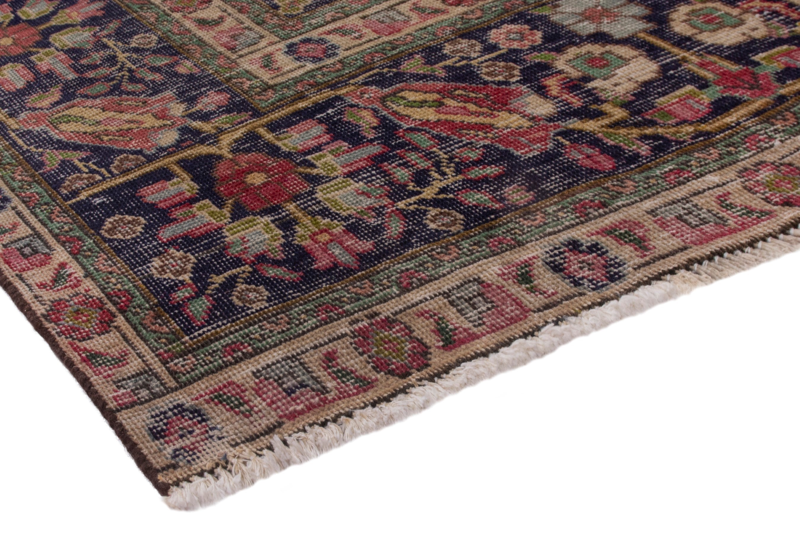 Persian Tabriz oversized rug in deep red and dark blue, view 4 of 22