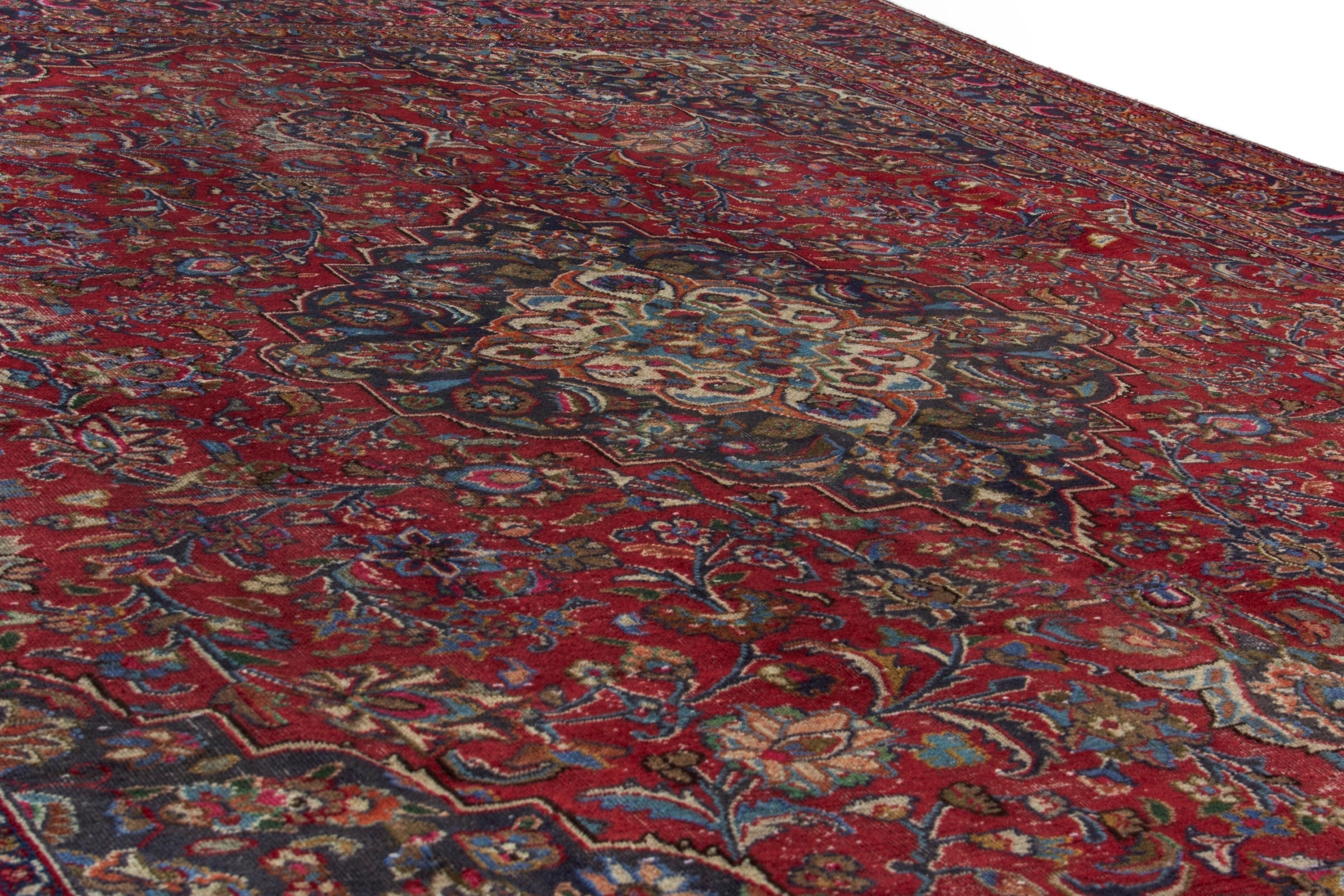 Persian Sabzevar oversized rug in deep red and burgundy, view 6 of 18