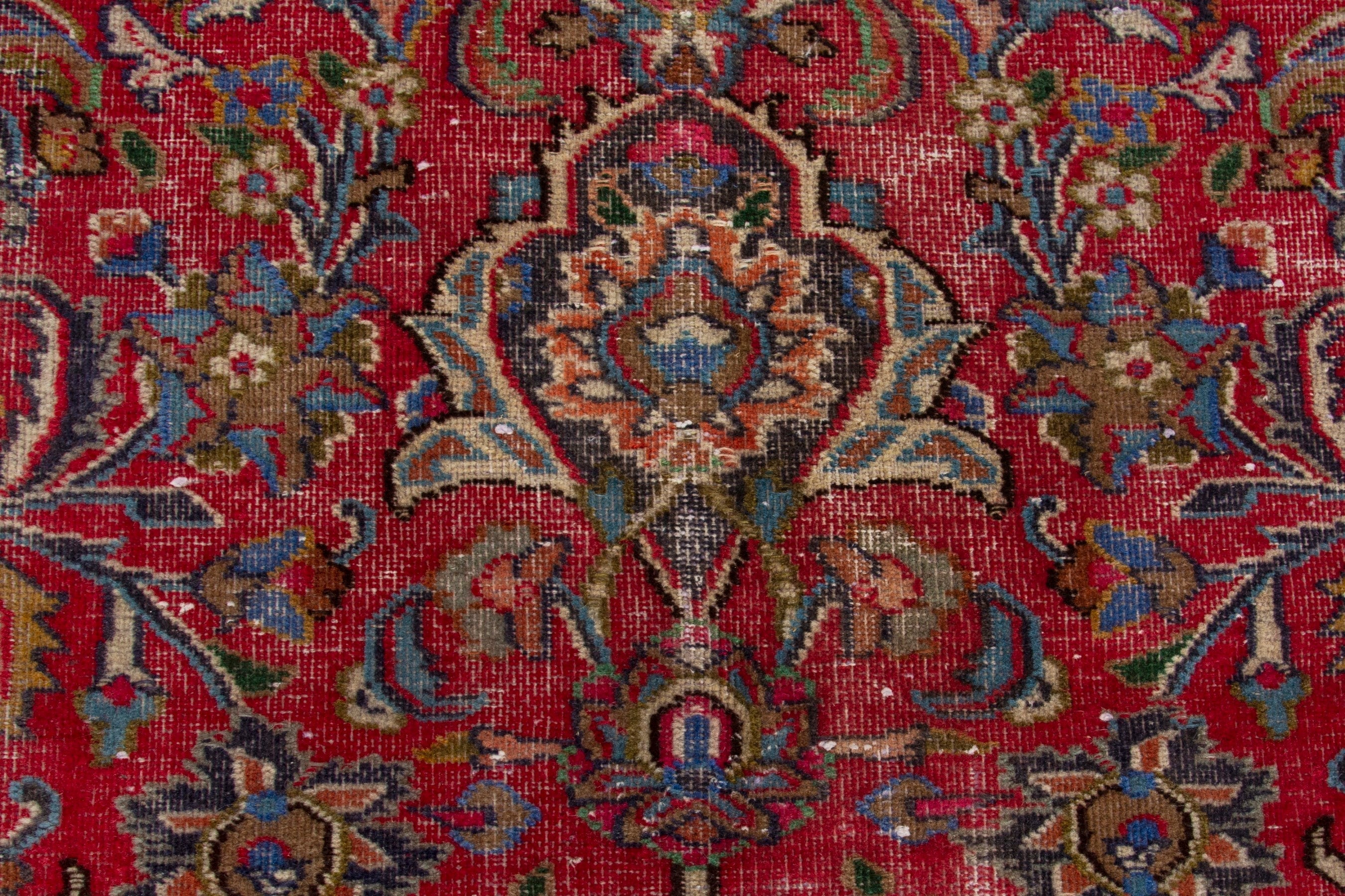 Persian Sabzevar oversized rug in deep red and burgundy, view 14 of 18