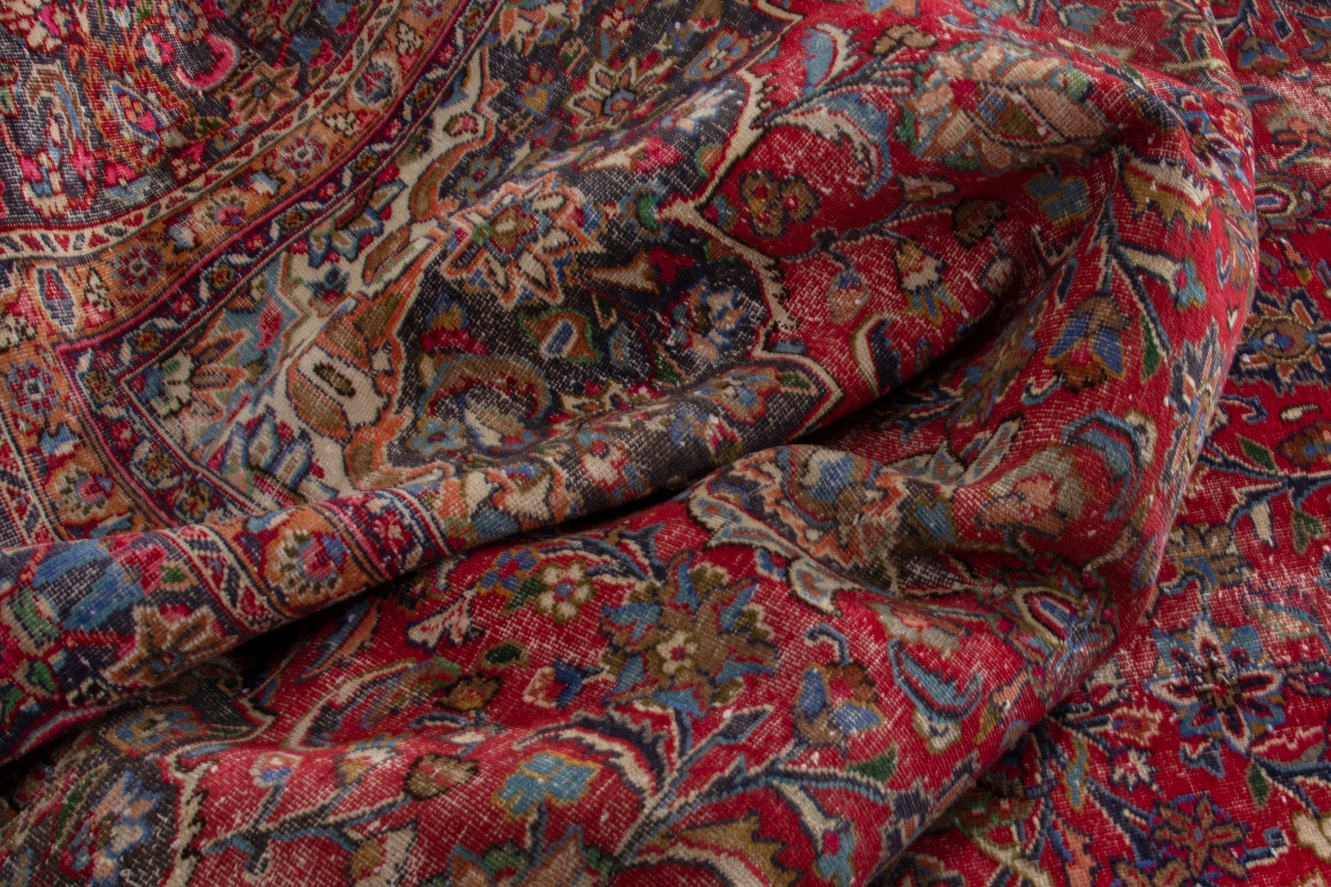 Persian Sabzevar oversized rug in deep red and burgundy, view 15 of 18