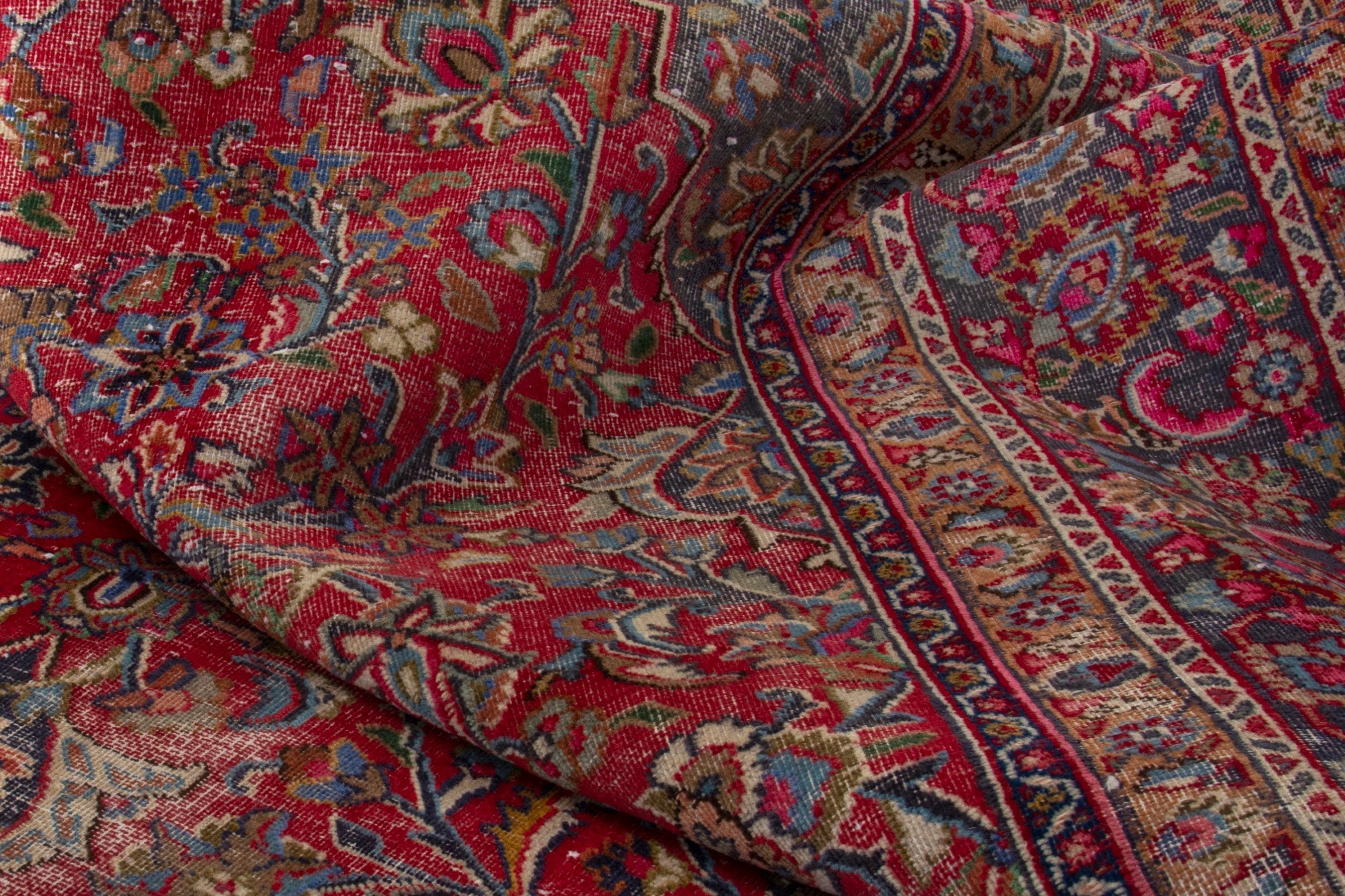 Persian Sabzevar oversized rug in deep red and burgundy, view 16 of 18