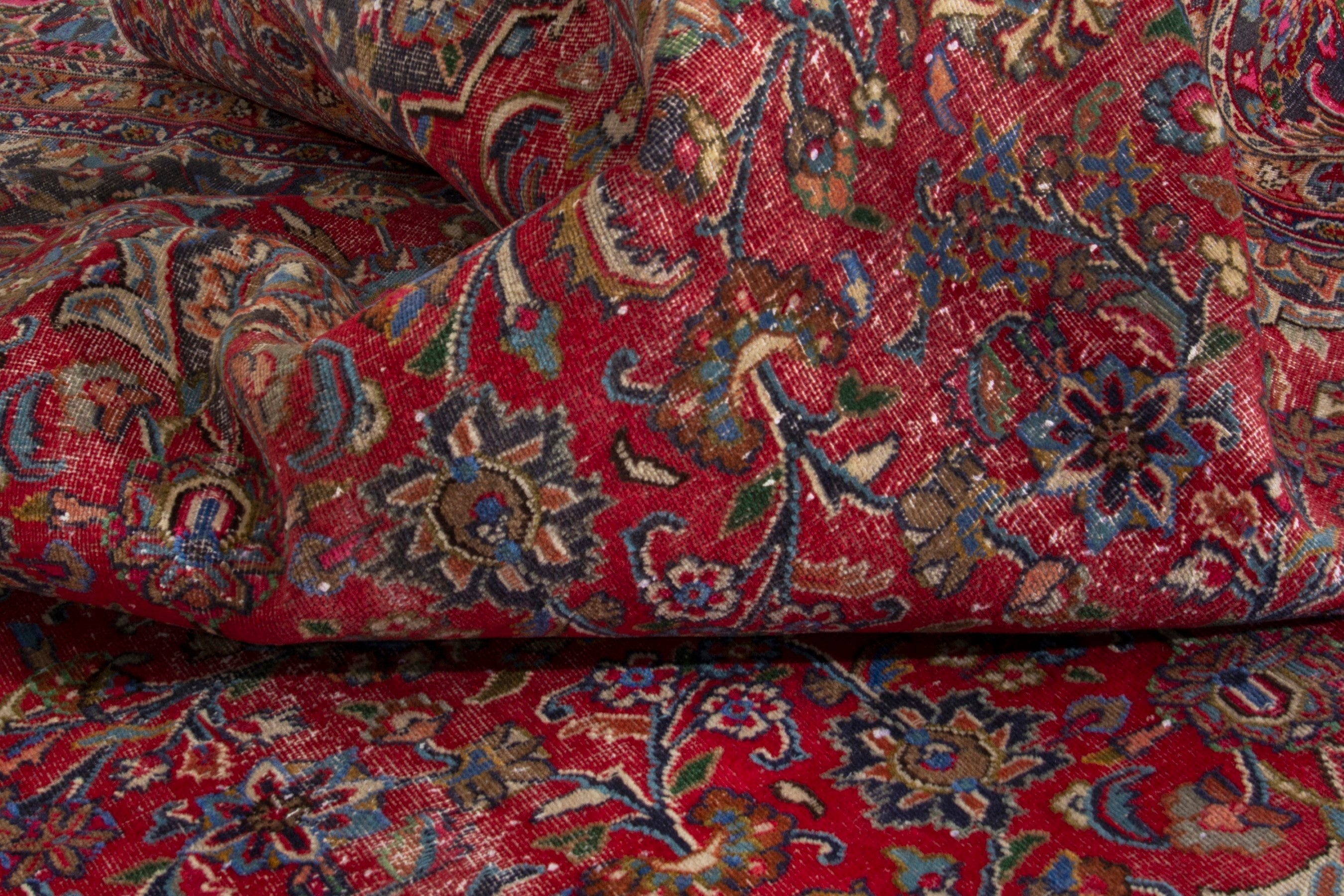 Persian Sabzevar oversized rug in deep red and burgundy, view 17 of 18