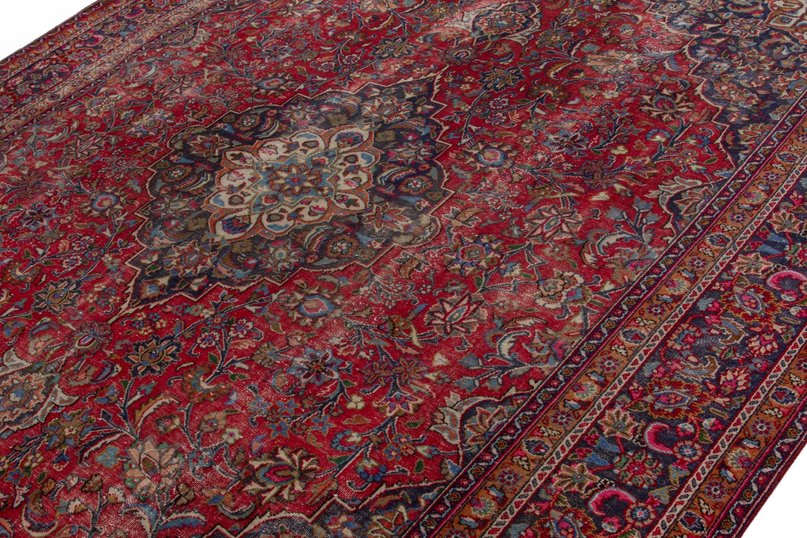 Persian Sabzevar oversized rug in deep red and burgundy, view 7 of 18