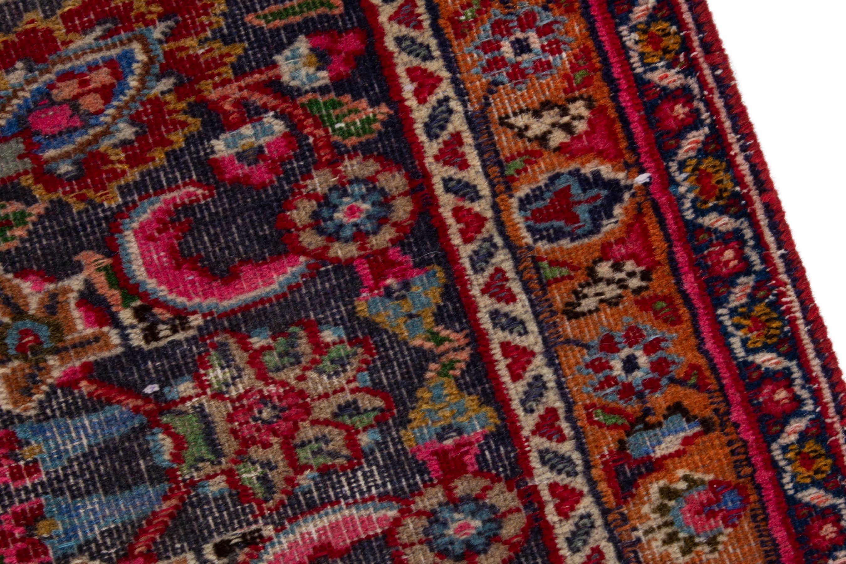 Persian Sabzevar oversized rug in deep red and burgundy, view 9 of 18
