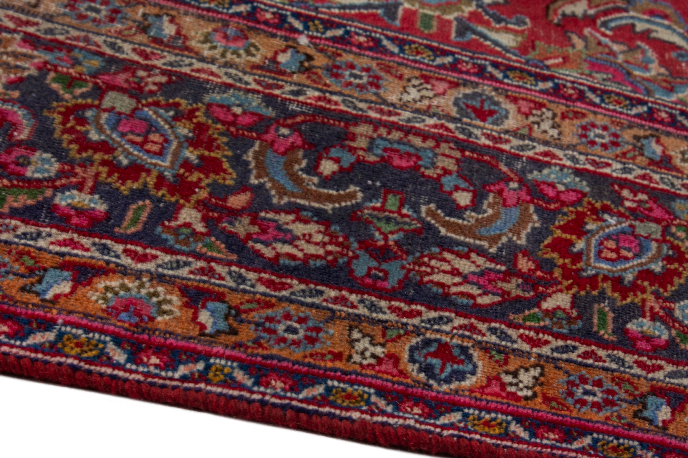 Persian Sabzevar oversized rug in deep red and burgundy, view 5 of 18