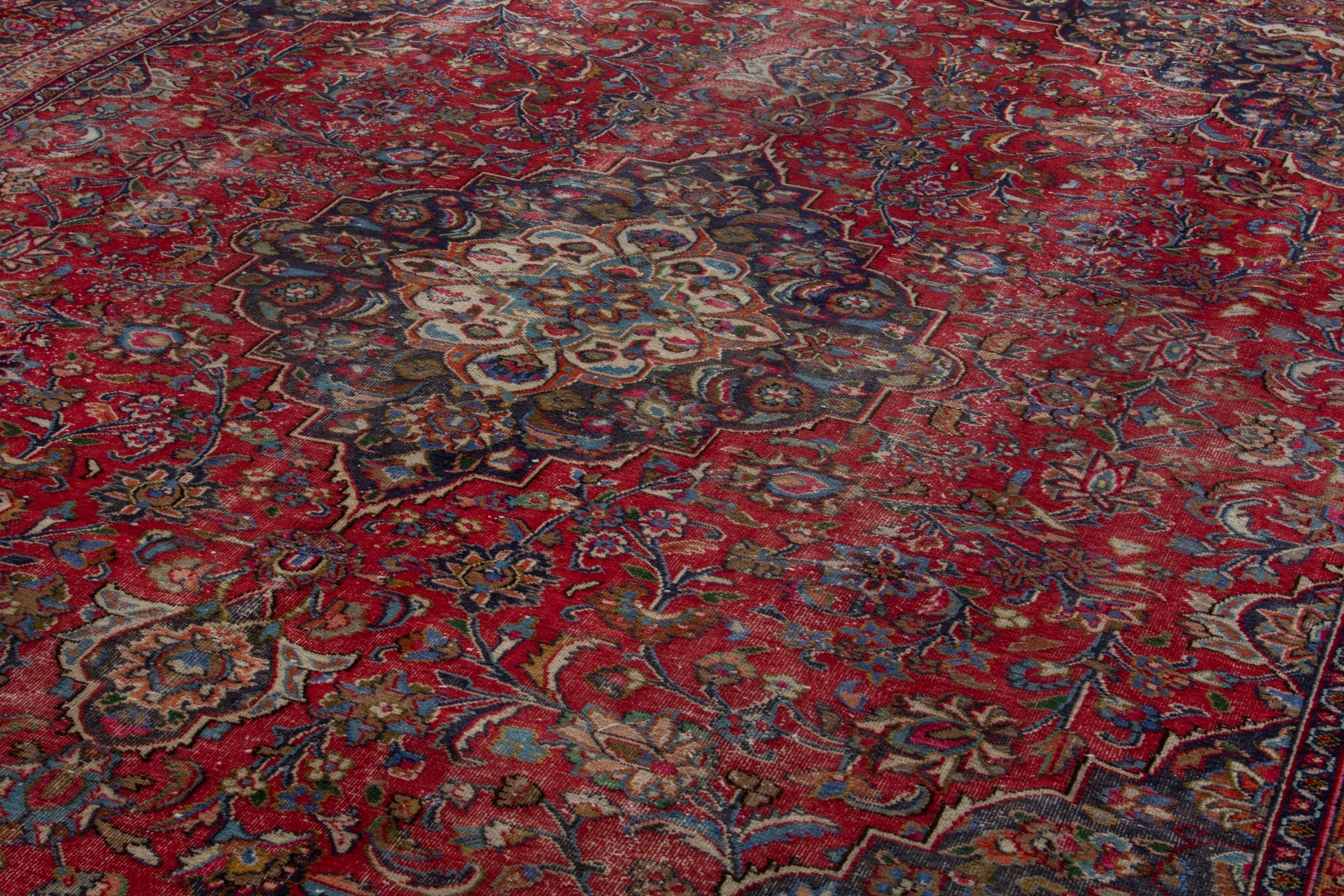 Persian Sabzevar oversized rug in deep red and burgundy, view 10 of 18