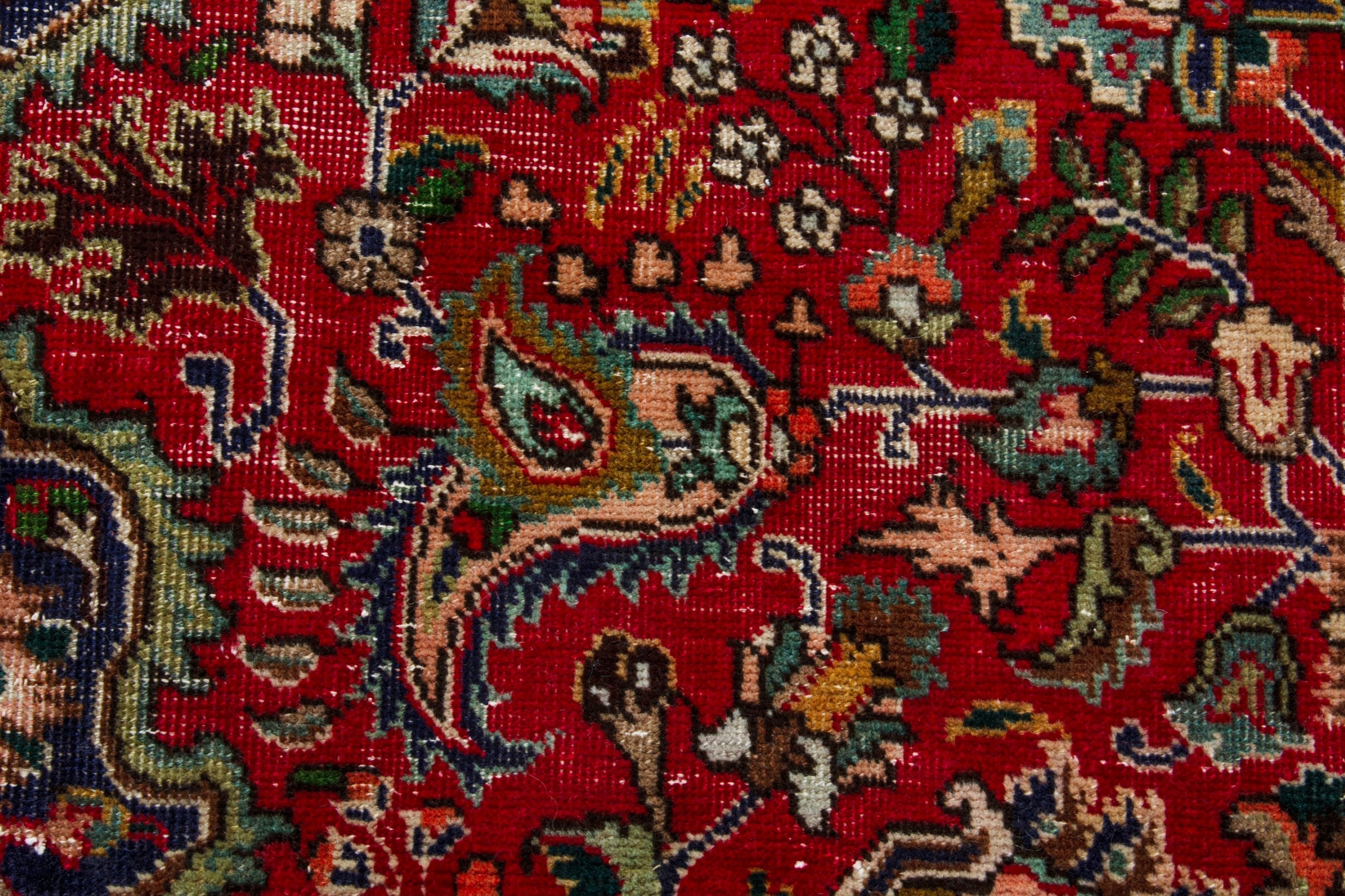 Persian Tabriz oversized rug in deep red and ivory, view 11 of 20