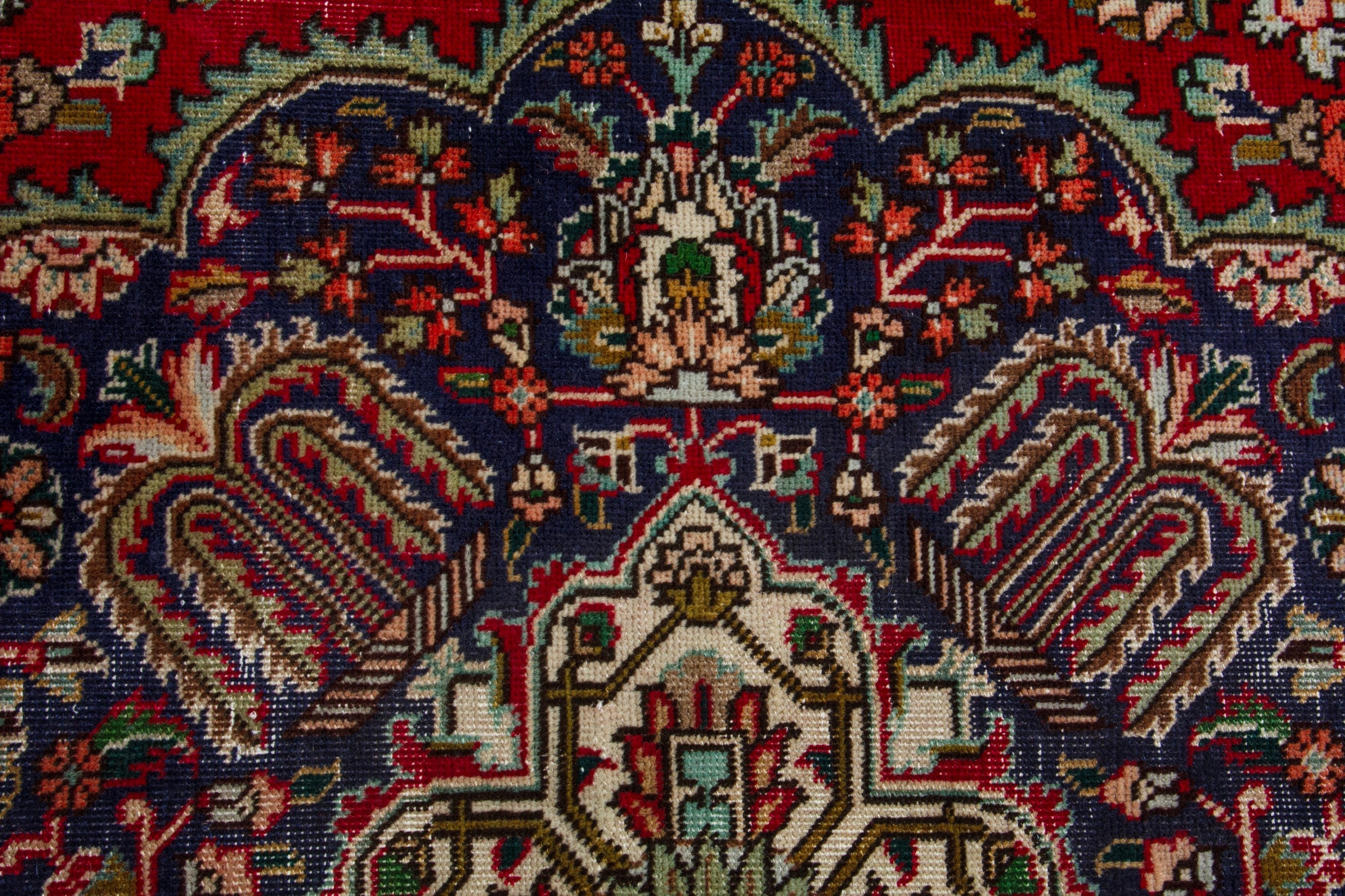 Persian Tabriz oversized rug in deep red and ivory, view 12 of 20