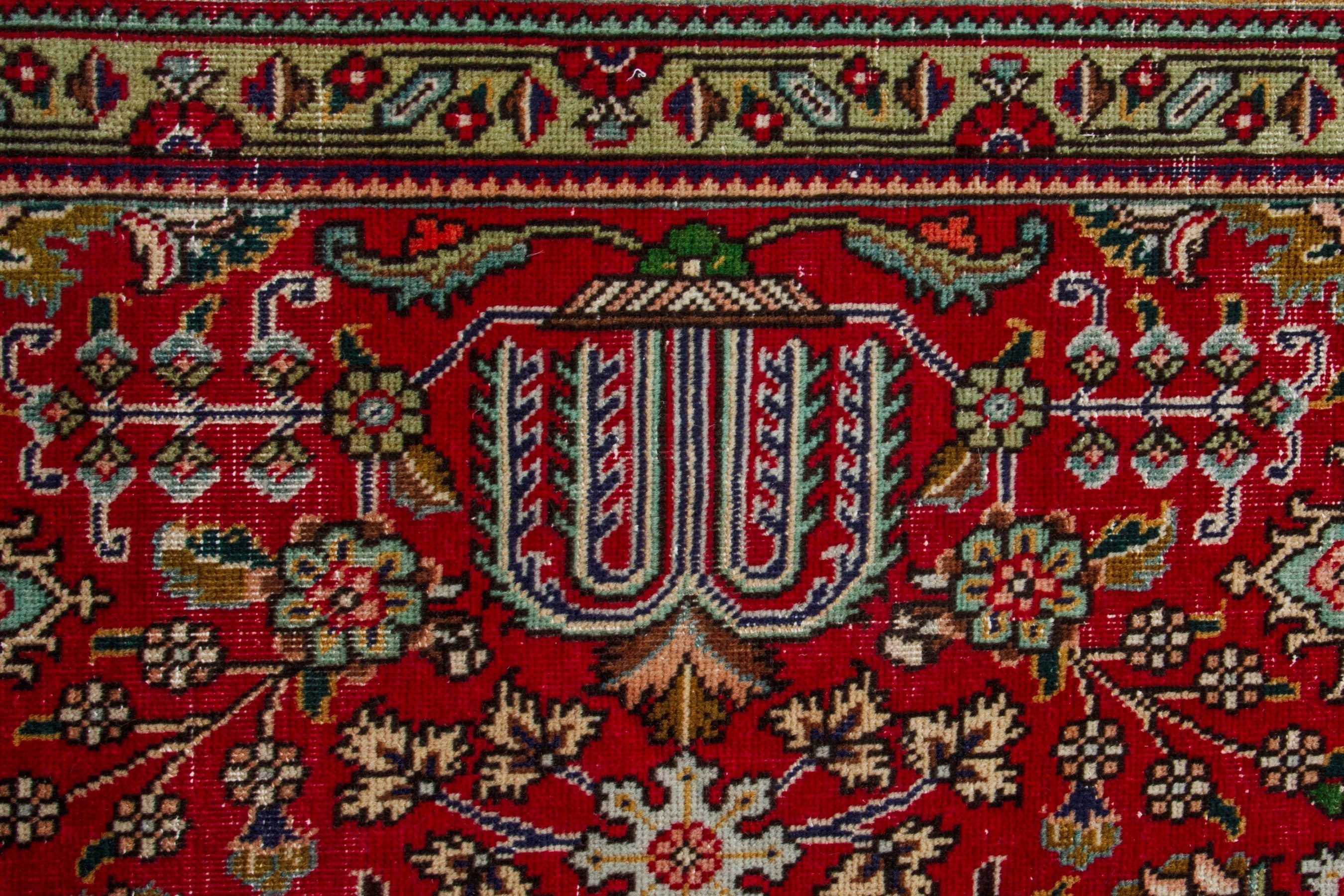 Persian Tabriz oversized rug in deep red and ivory, view 13 of 20