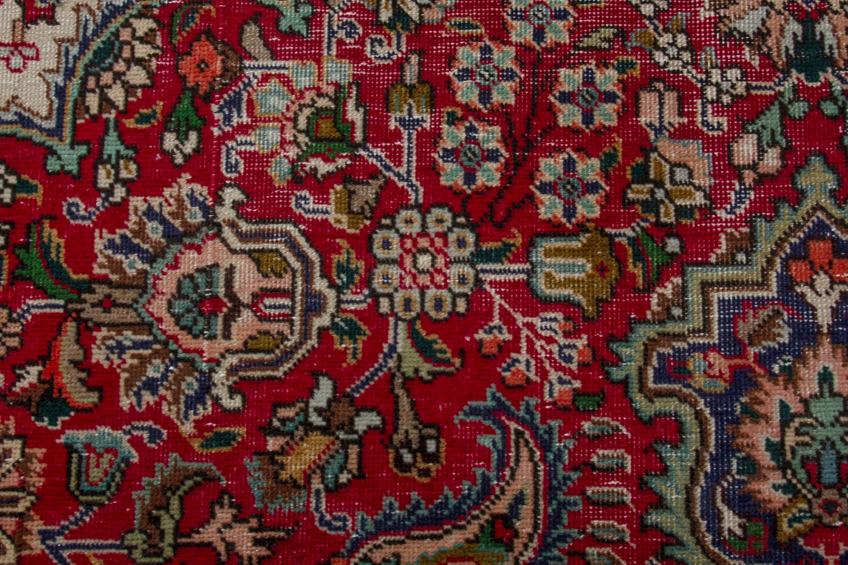 Persian Tabriz oversized rug in deep red and ivory, view 14 of 20
