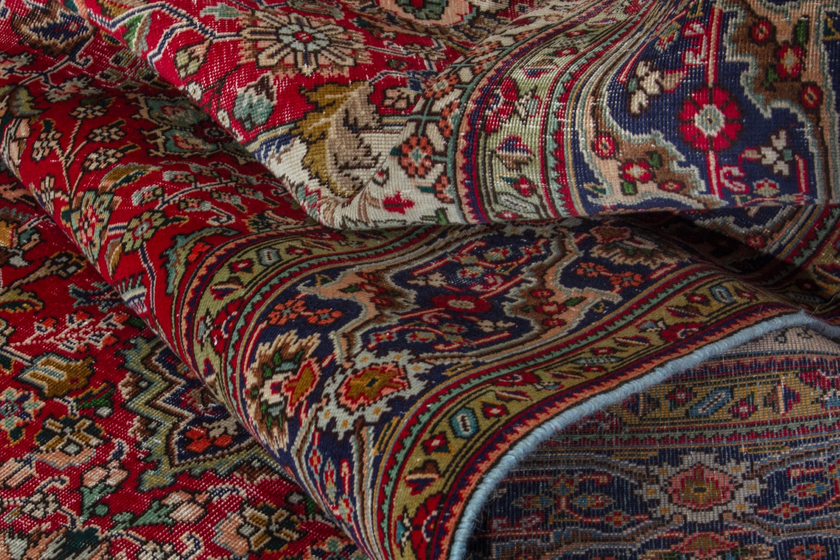 Persian Tabriz oversized rug in deep red and ivory, view 16 of 20