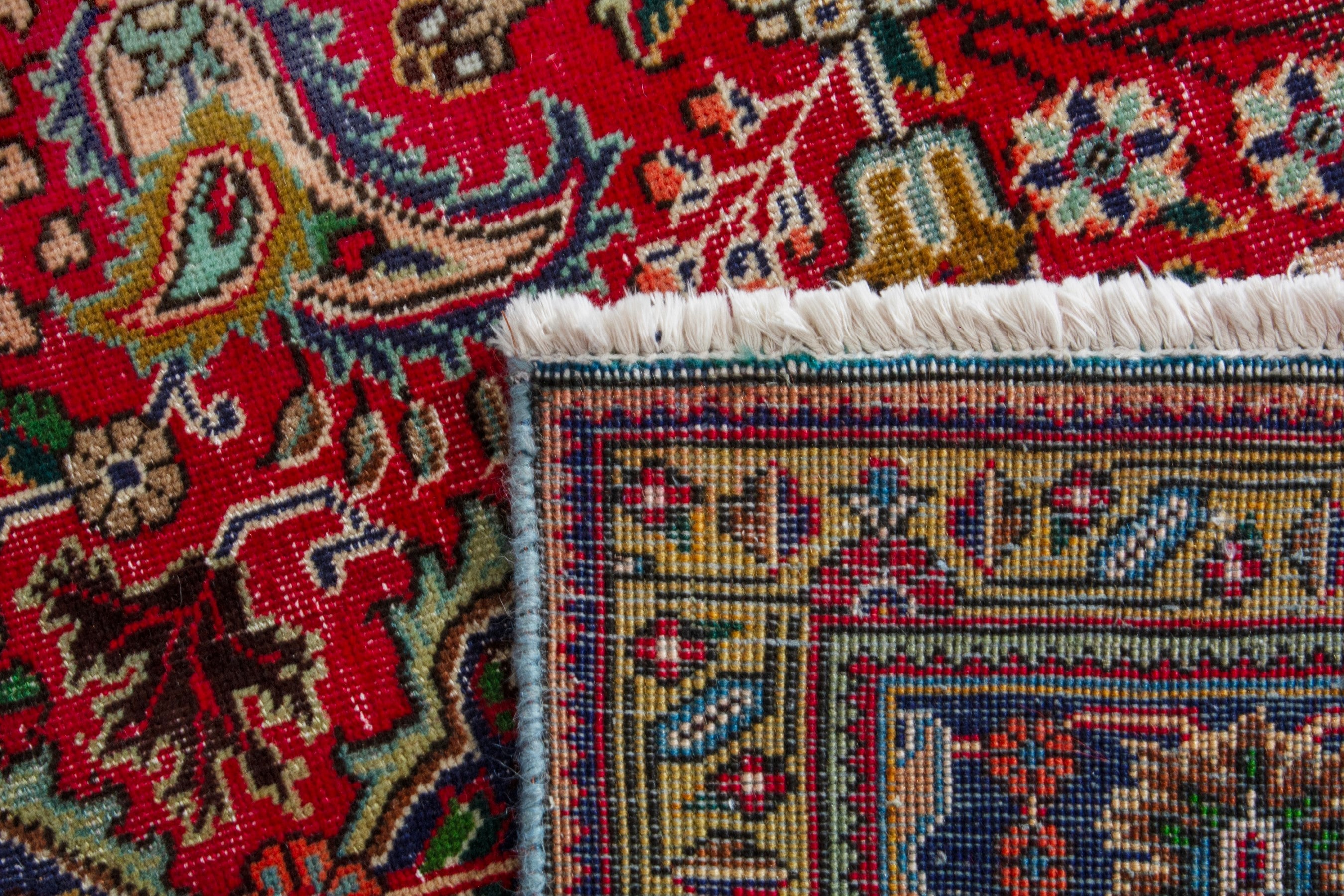 Persian Tabriz oversized rug in deep red and ivory, view 20 of 20