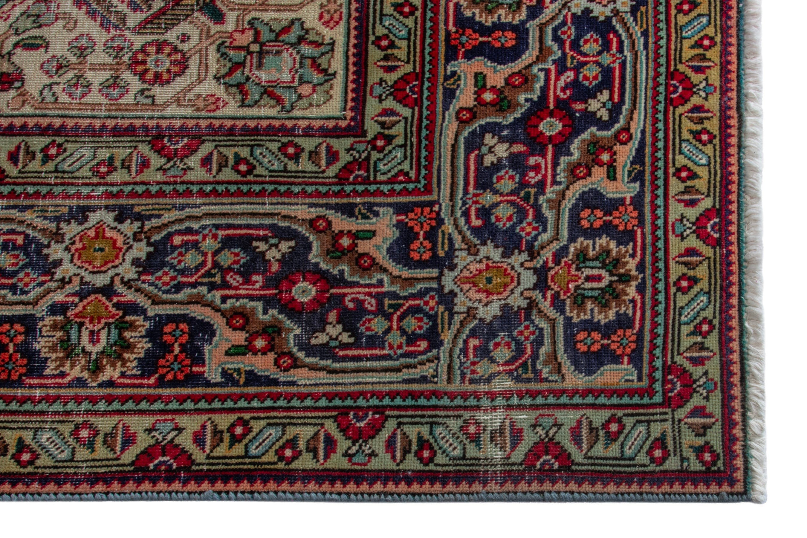 Persian Tabriz oversized rug in deep red and ivory, view 9 of 20