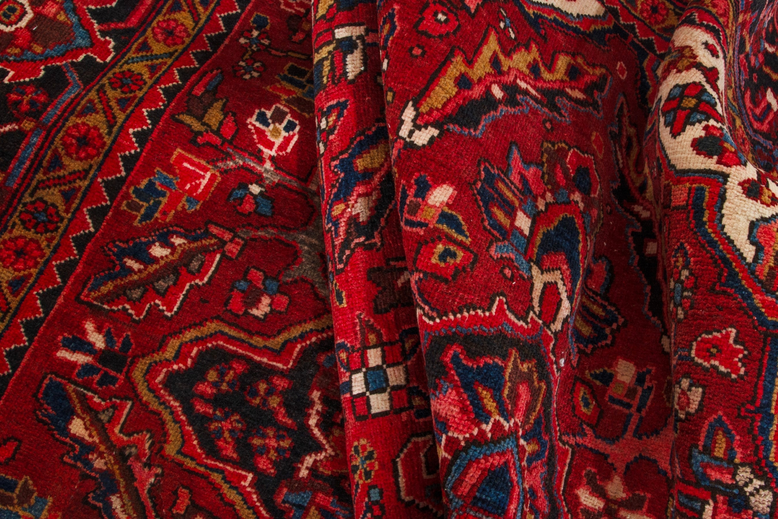 Persian Heriz oversized rug in deep red and burgundy, view 17 of 19