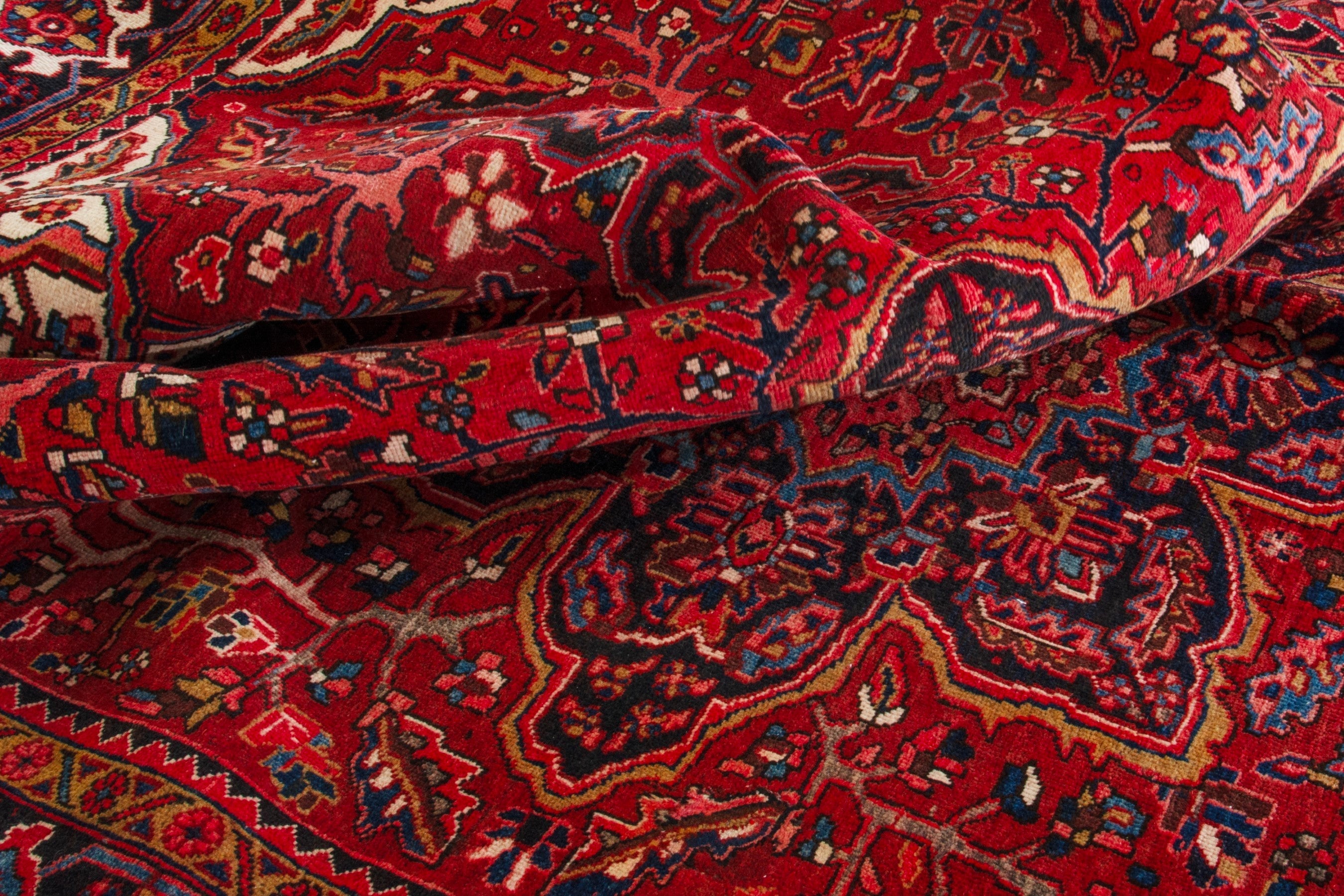 Persian Heriz oversized rug in deep red and burgundy, view 18 of 19