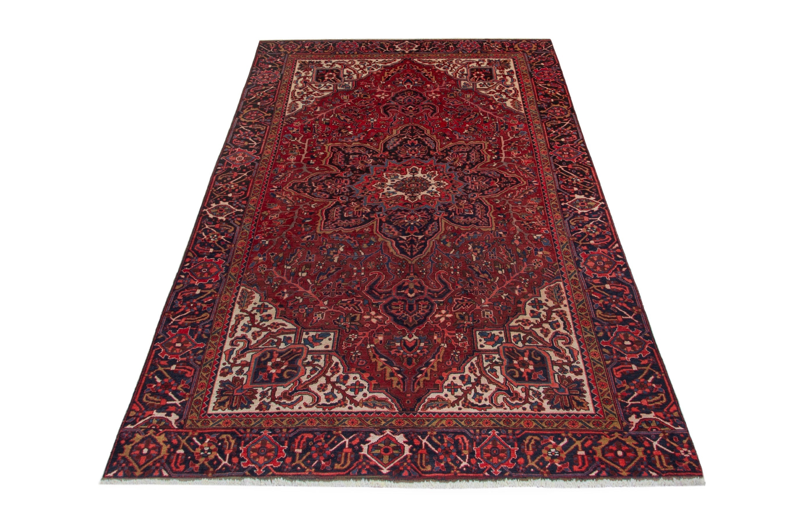 Persian Heriz oversized rug in deep red and burgundy, view 2 of 19