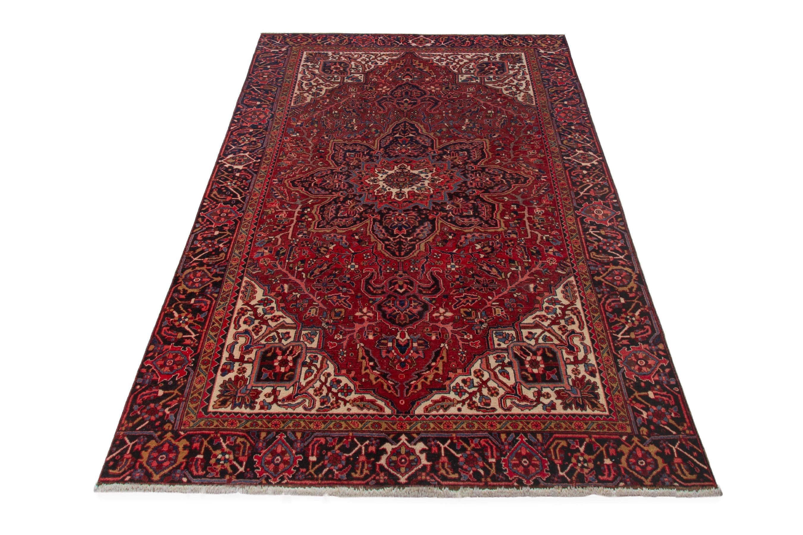 Persian Heriz oversized rug in deep red and burgundy, view 3 of 19