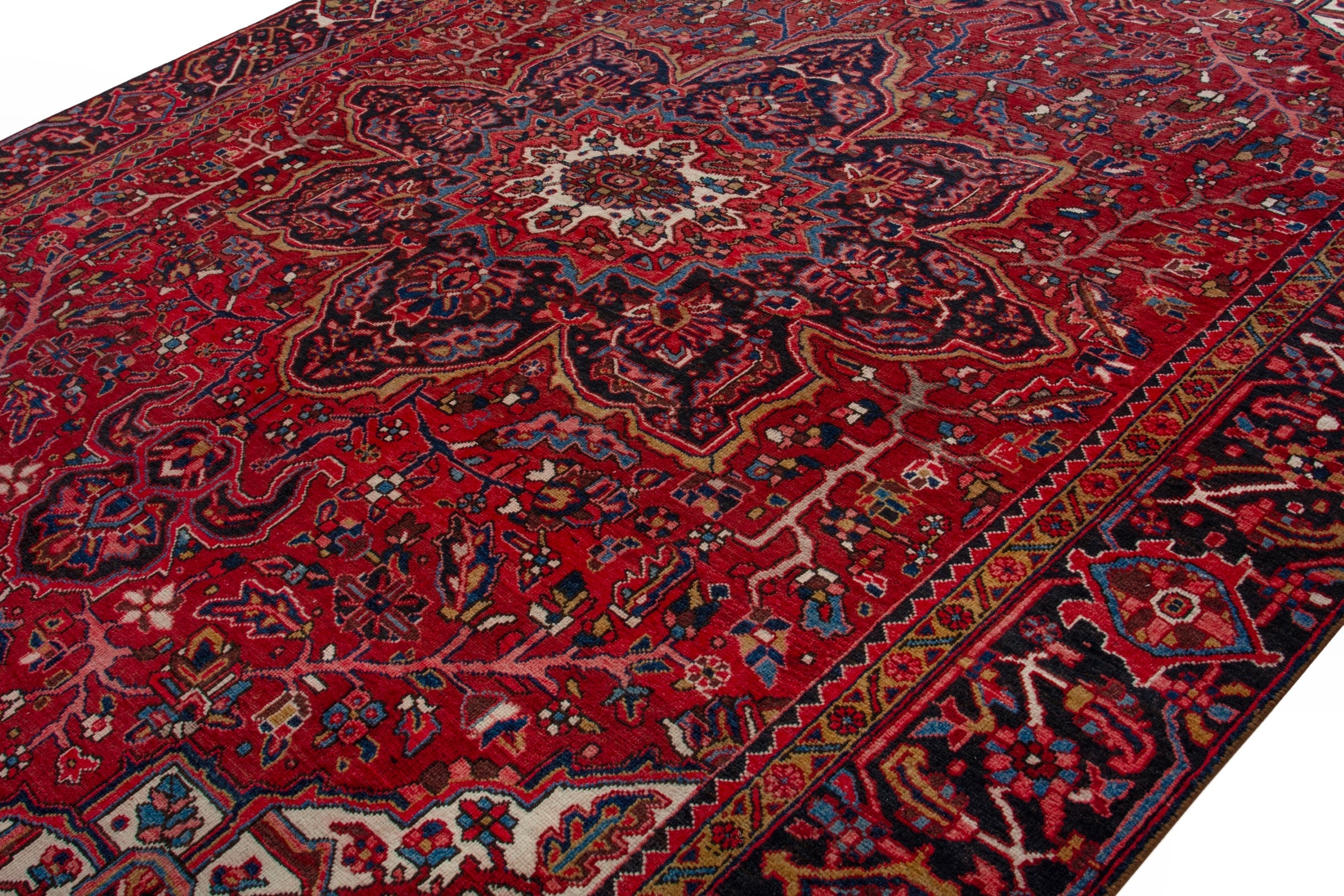 Persian Heriz oversized rug in deep red and burgundy, view 4 of 19