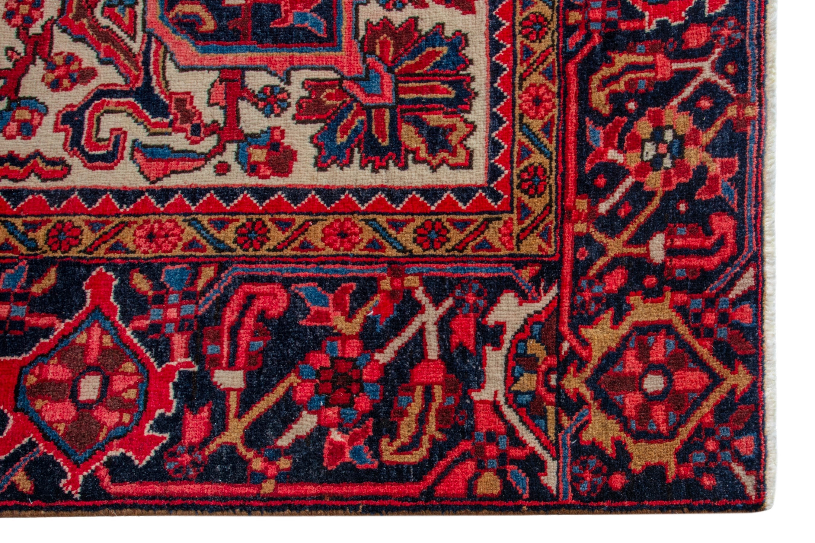 Persian Heriz oversized rug in deep red and burgundy, view 9 of 19