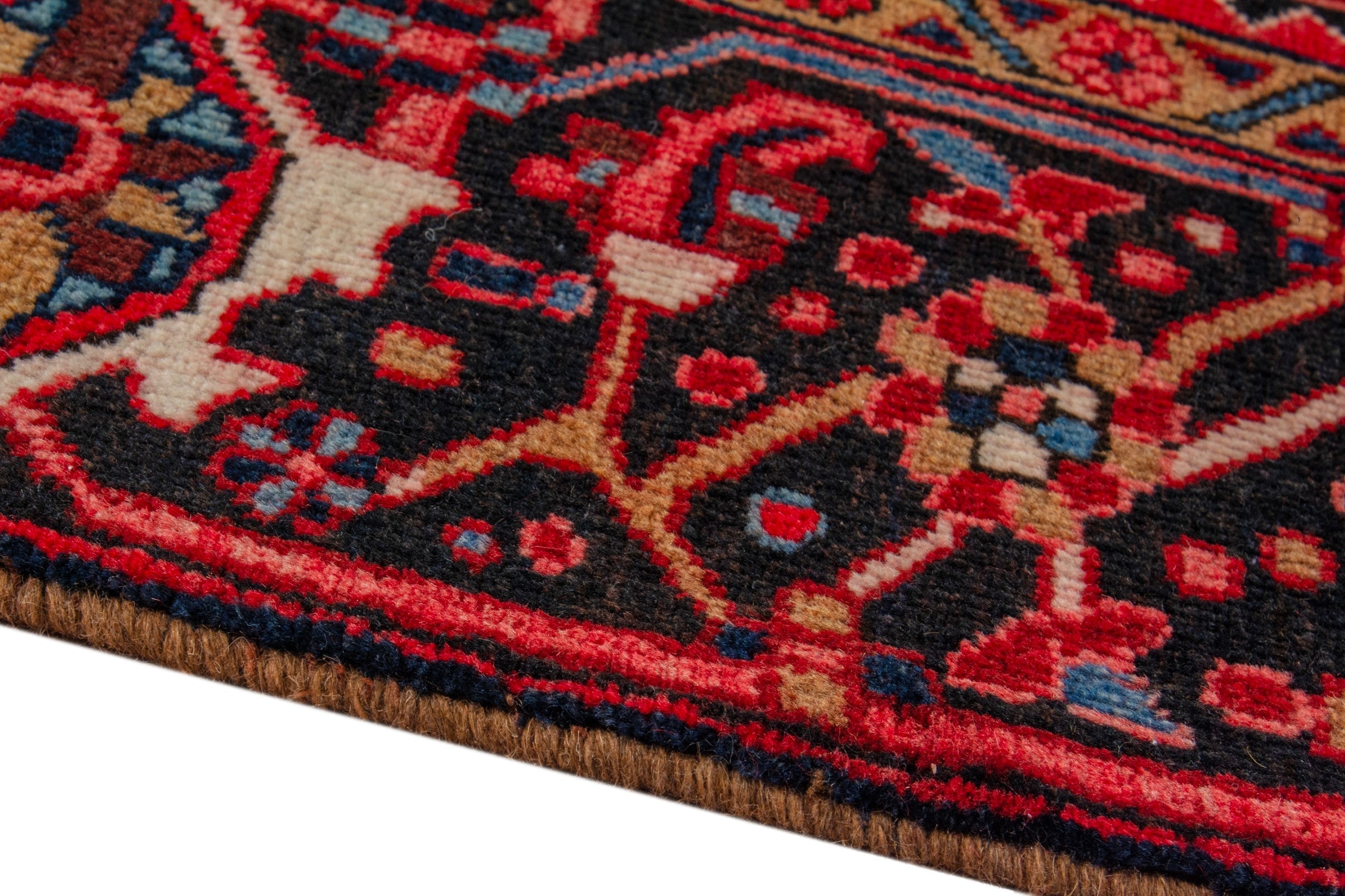 Persian Heriz oversized rug in deep red and burgundy, view 6 of 19