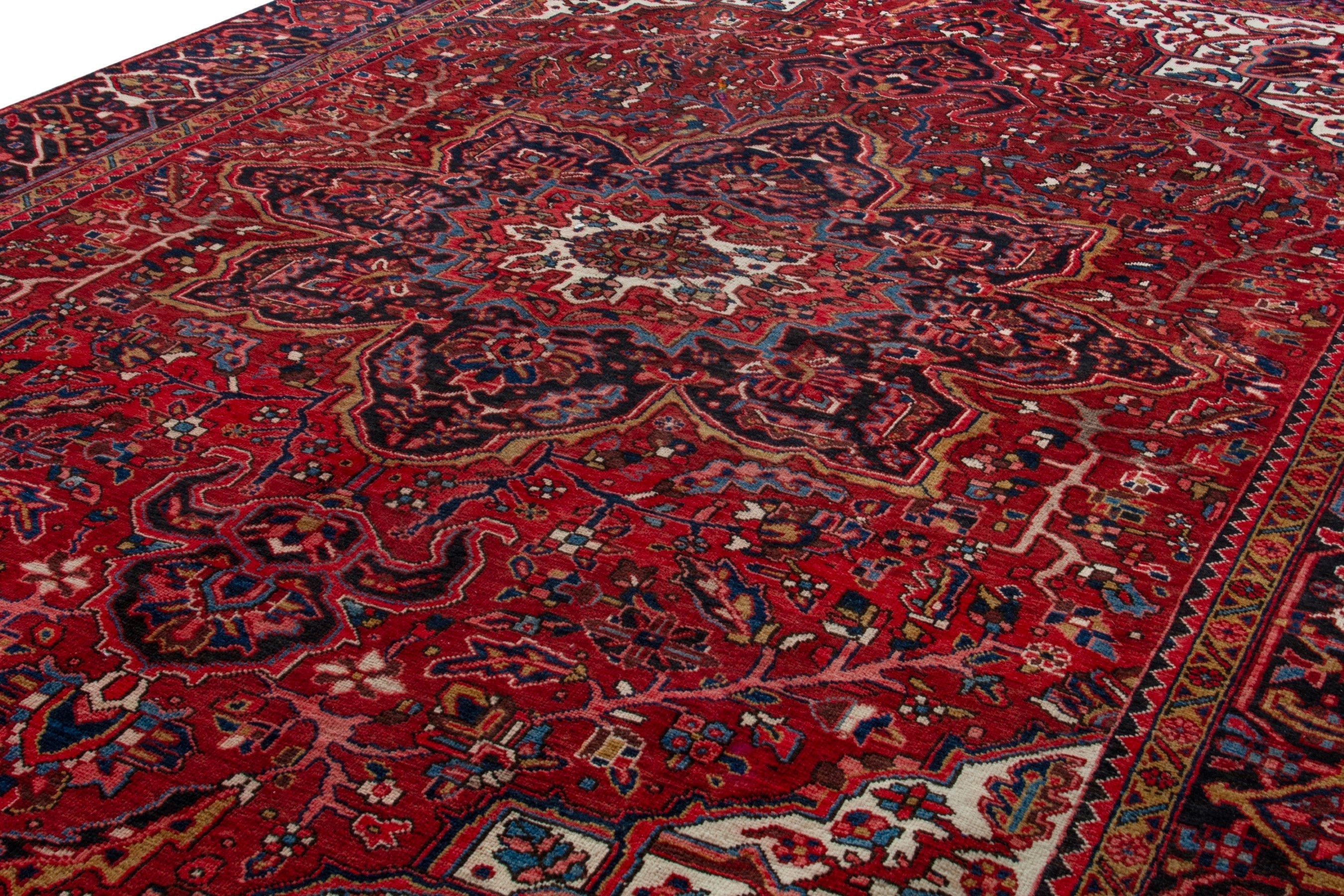 Persian Heriz oversized rug in deep red and burgundy, view 7 of 19