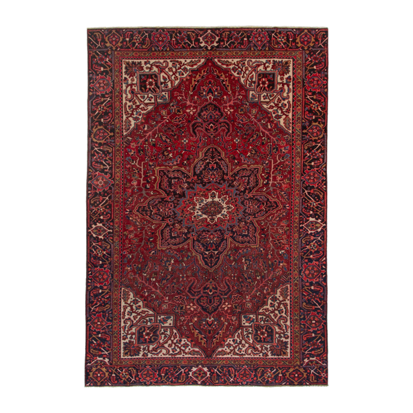 Persian Heriz oversized rug in deep red and burgundy, 8'10" x 13'3"