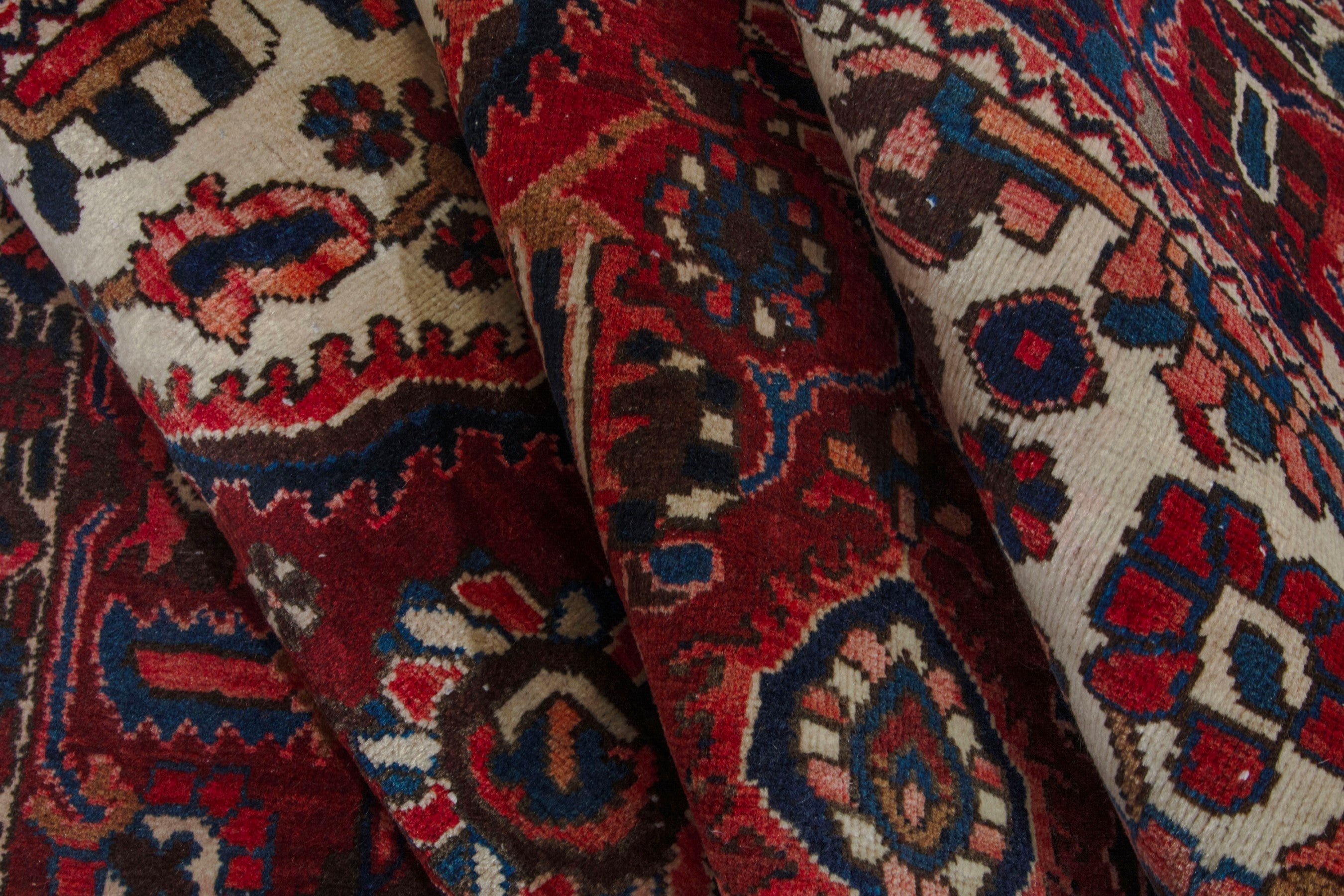 Persian Bakhtiari area rug in deep red and burgundy, view 16 of 19