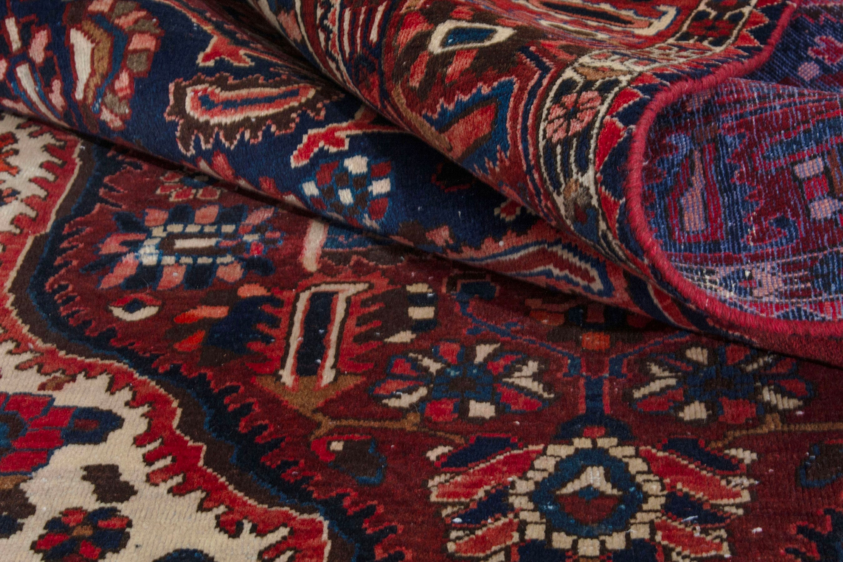 Persian Bakhtiari area rug in deep red and burgundy, view 17 of 19