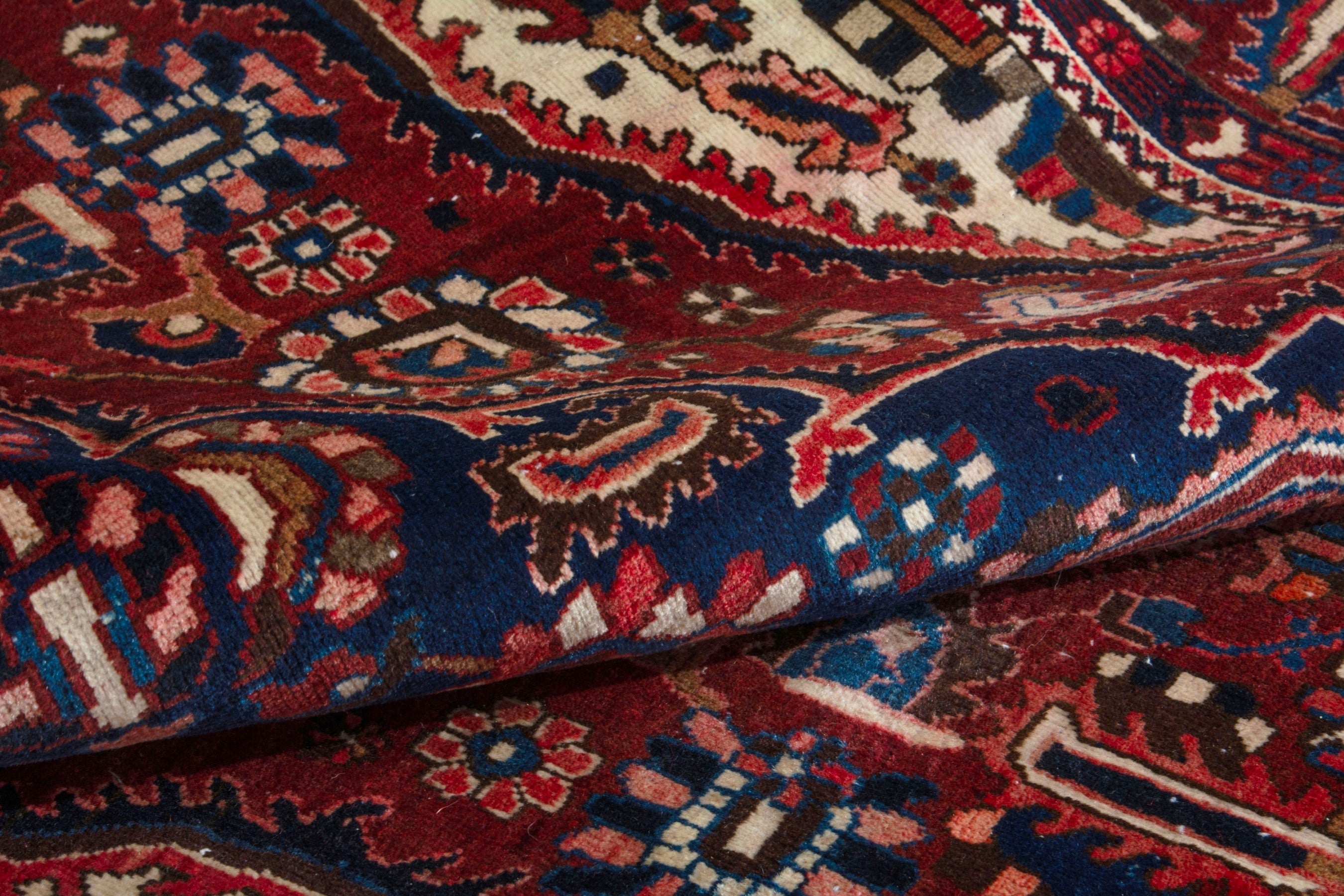Persian Bakhtiari area rug in deep red and burgundy, view 18 of 19