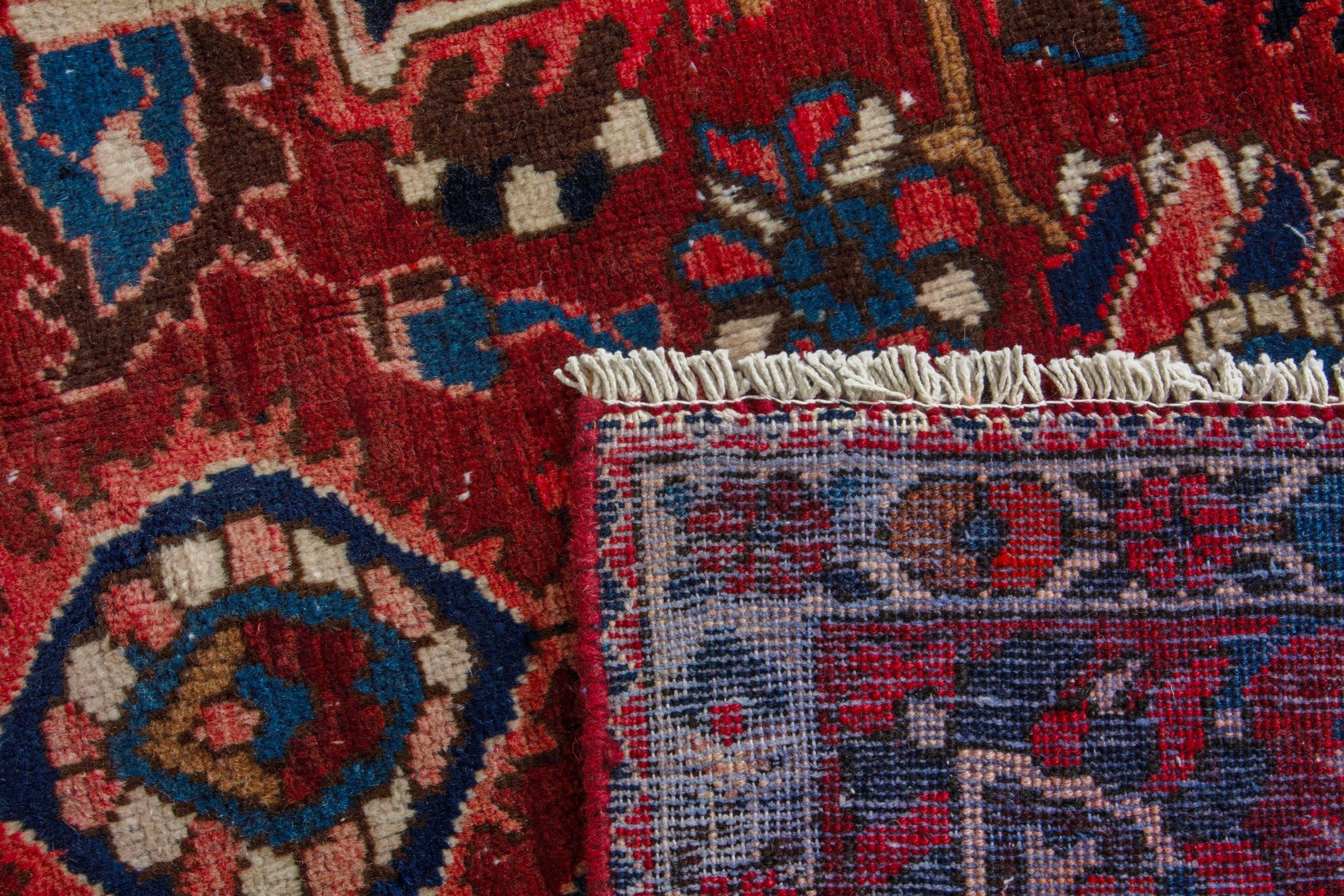 Persian Bakhtiari area rug in deep red and burgundy, view 19 of 19